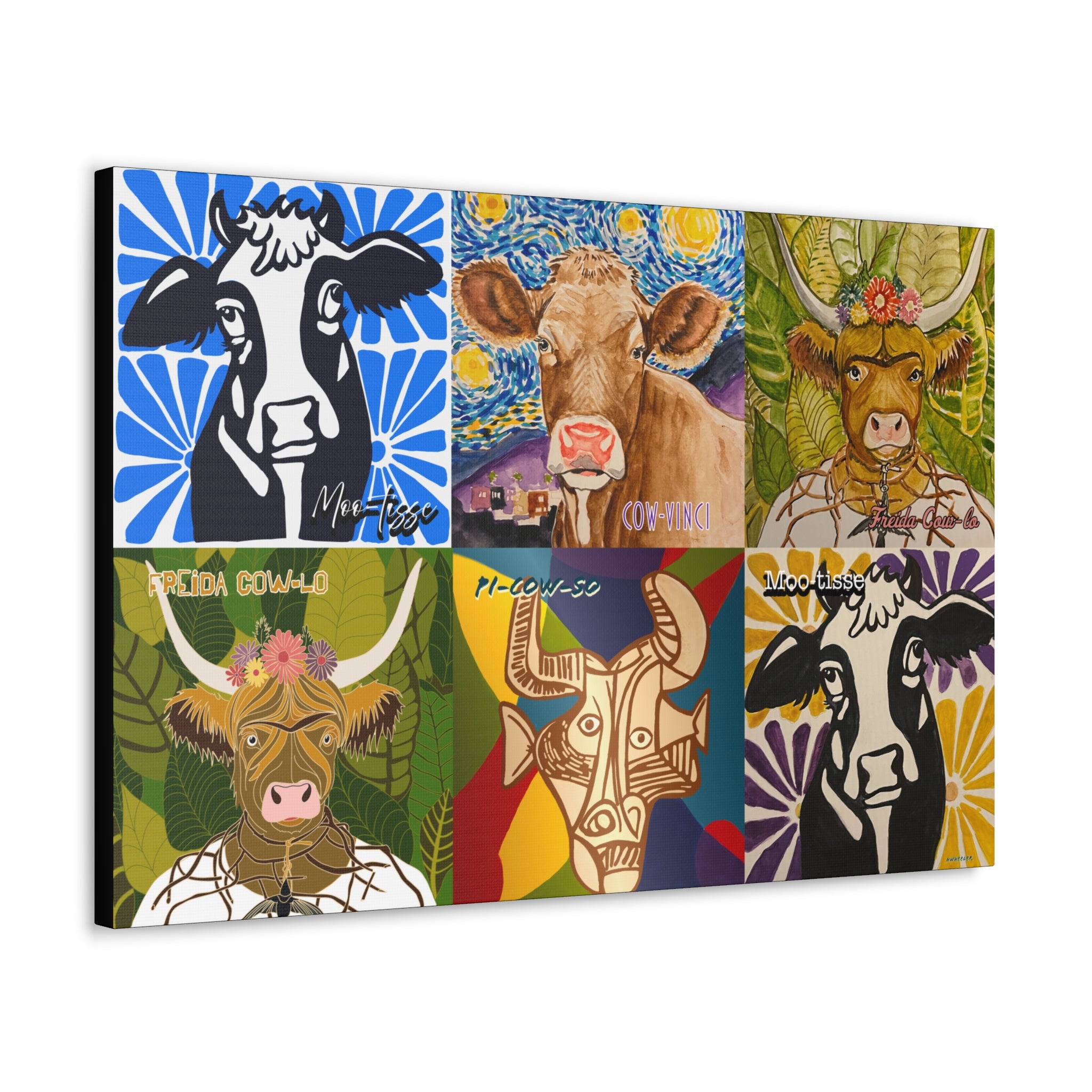 Art: Master Artist Cow Canvas Gallery Wraps - Farmhouse Wall Art for Animal Lovers