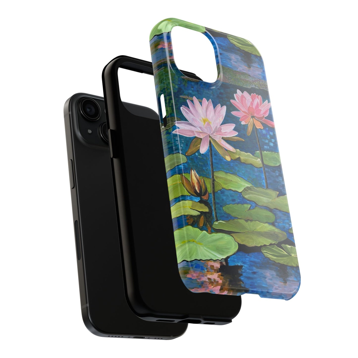 Phone Case: Lotus Flower Painted Tough Phone Case - Acrylic Painting Lotus Flower Inspired Design