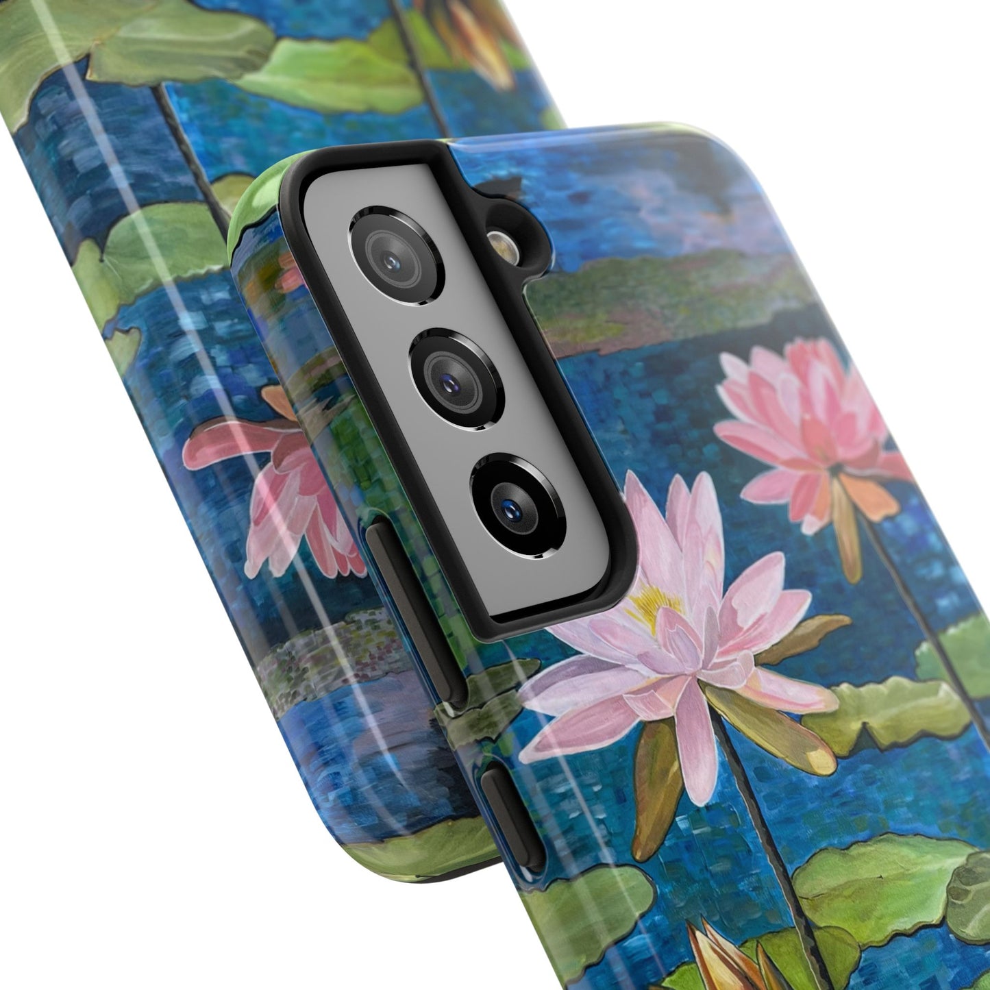 Phone Case: Lotus Flower Painted Tough Phone Case - Acrylic Painting Lotus Flower Inspired Design