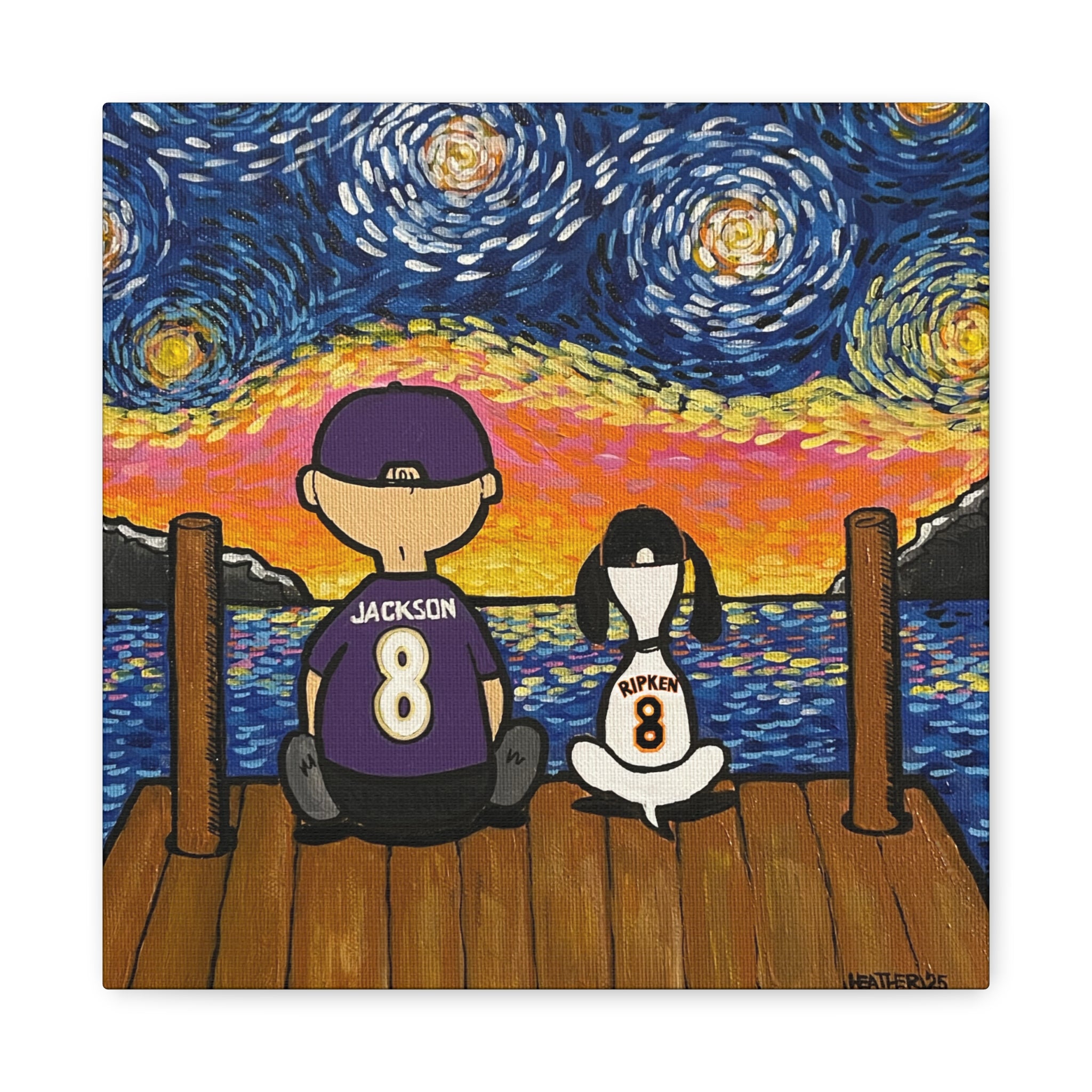 Art: Starry Night with Sports Friends Canvas Print