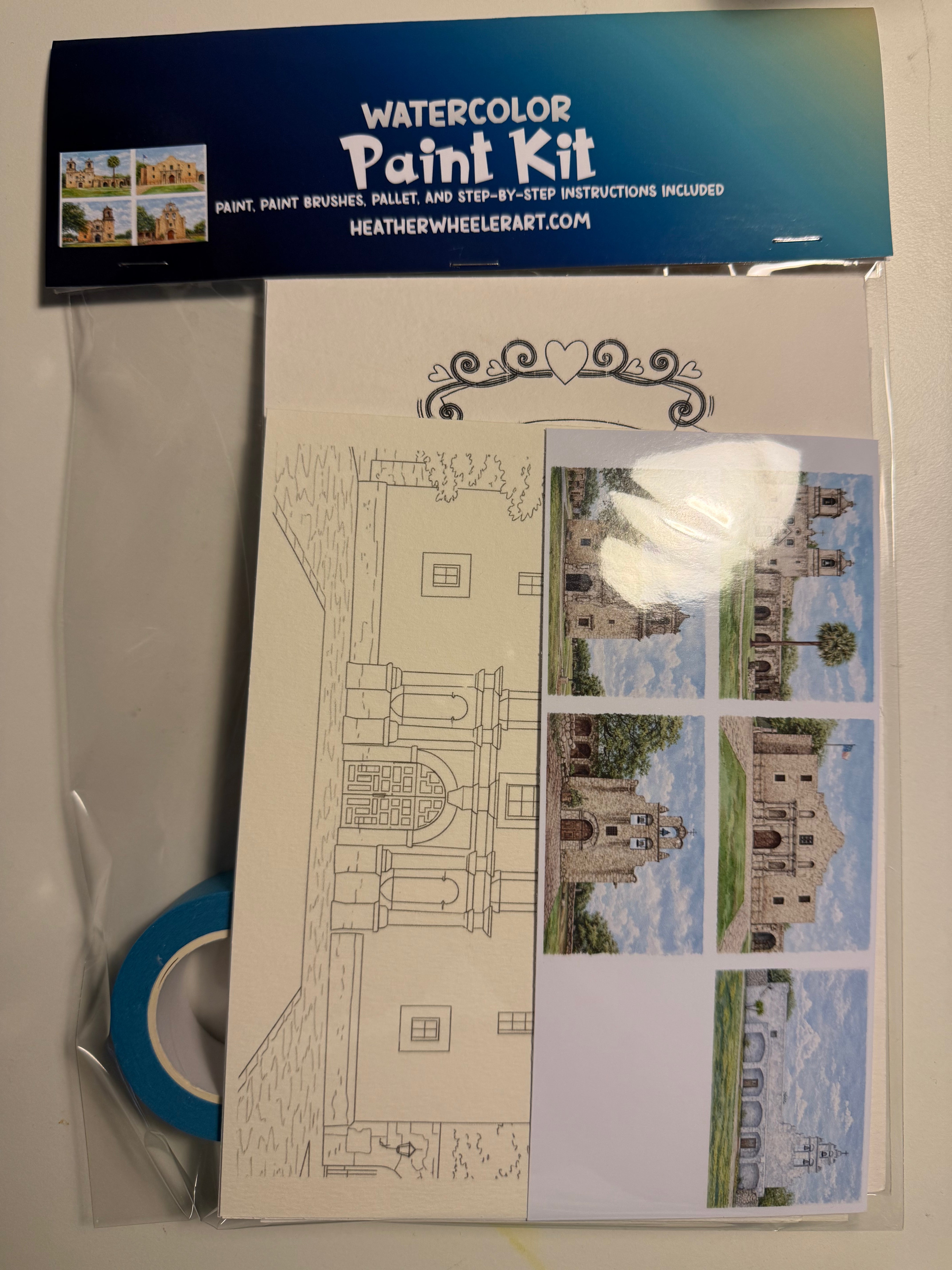 DIY Watercolor Painting Kit San Antonio Missions Alamo