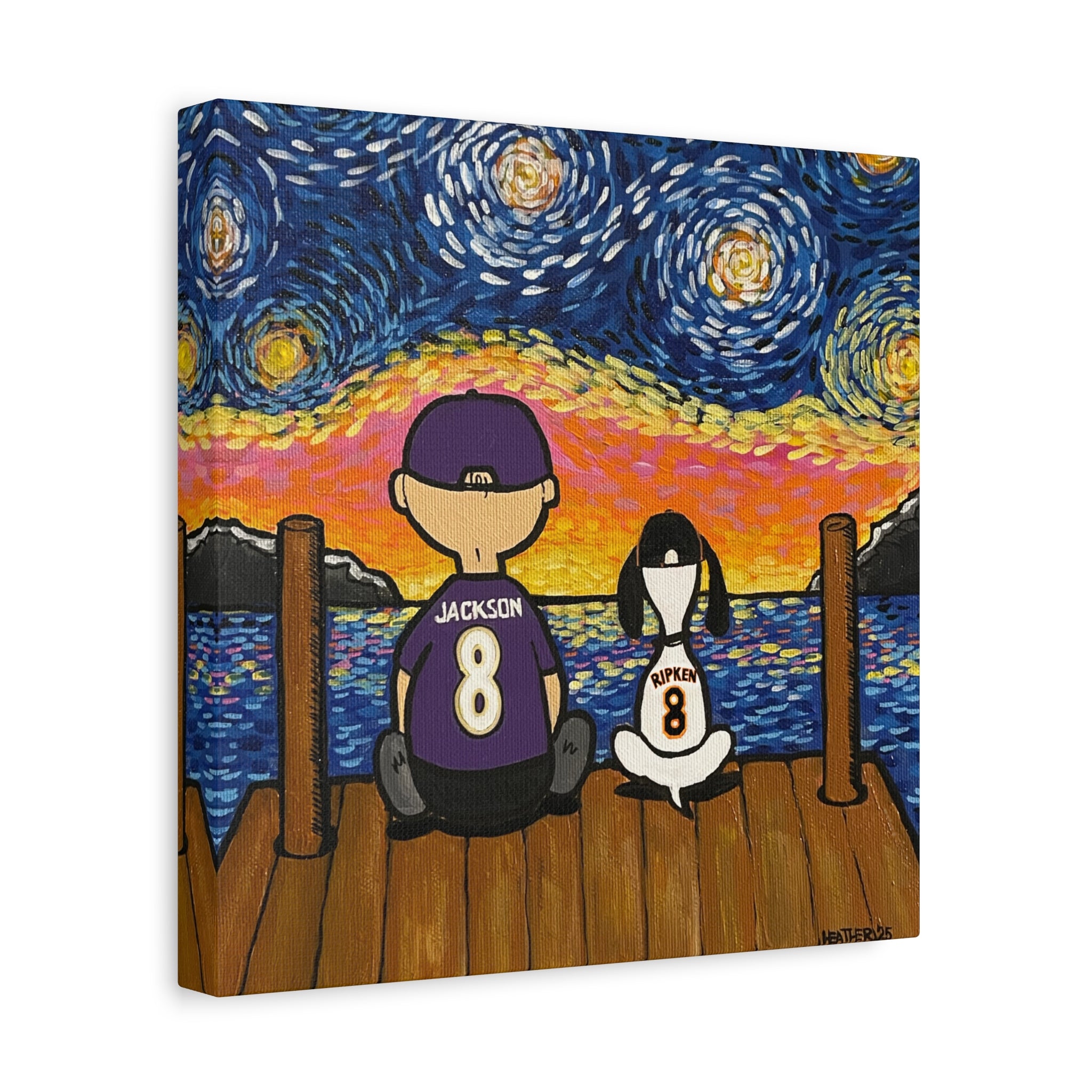 Art: Starry Night with Sports Friends Canvas Print