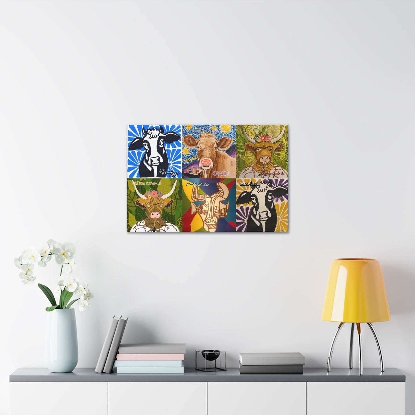 Art: Master Artist Cow Canvas Gallery Wraps - Farmhouse Wall Art for Animal Lovers