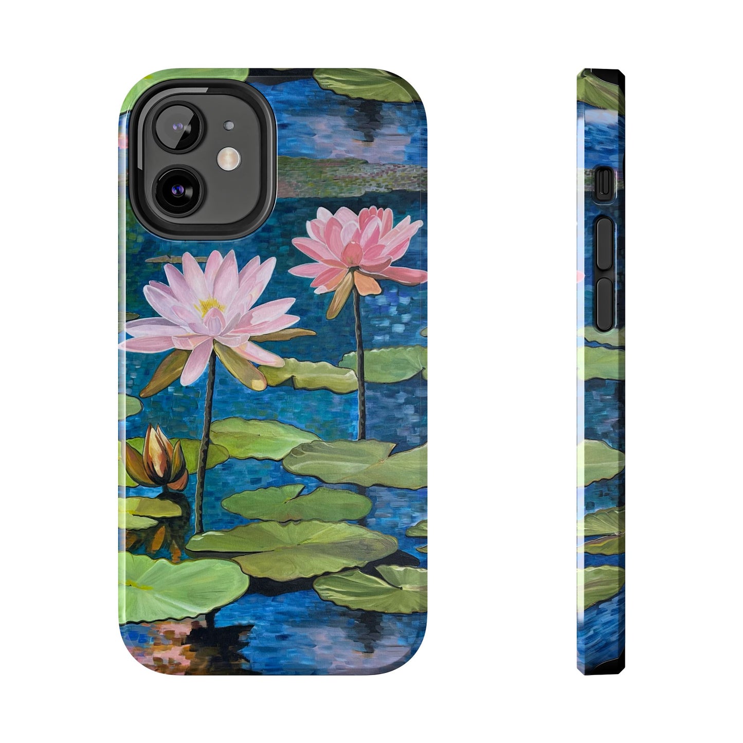 Phone Case: Lotus Flower Painted Tough Phone Case - Acrylic Painting Lotus Flower Inspired Design