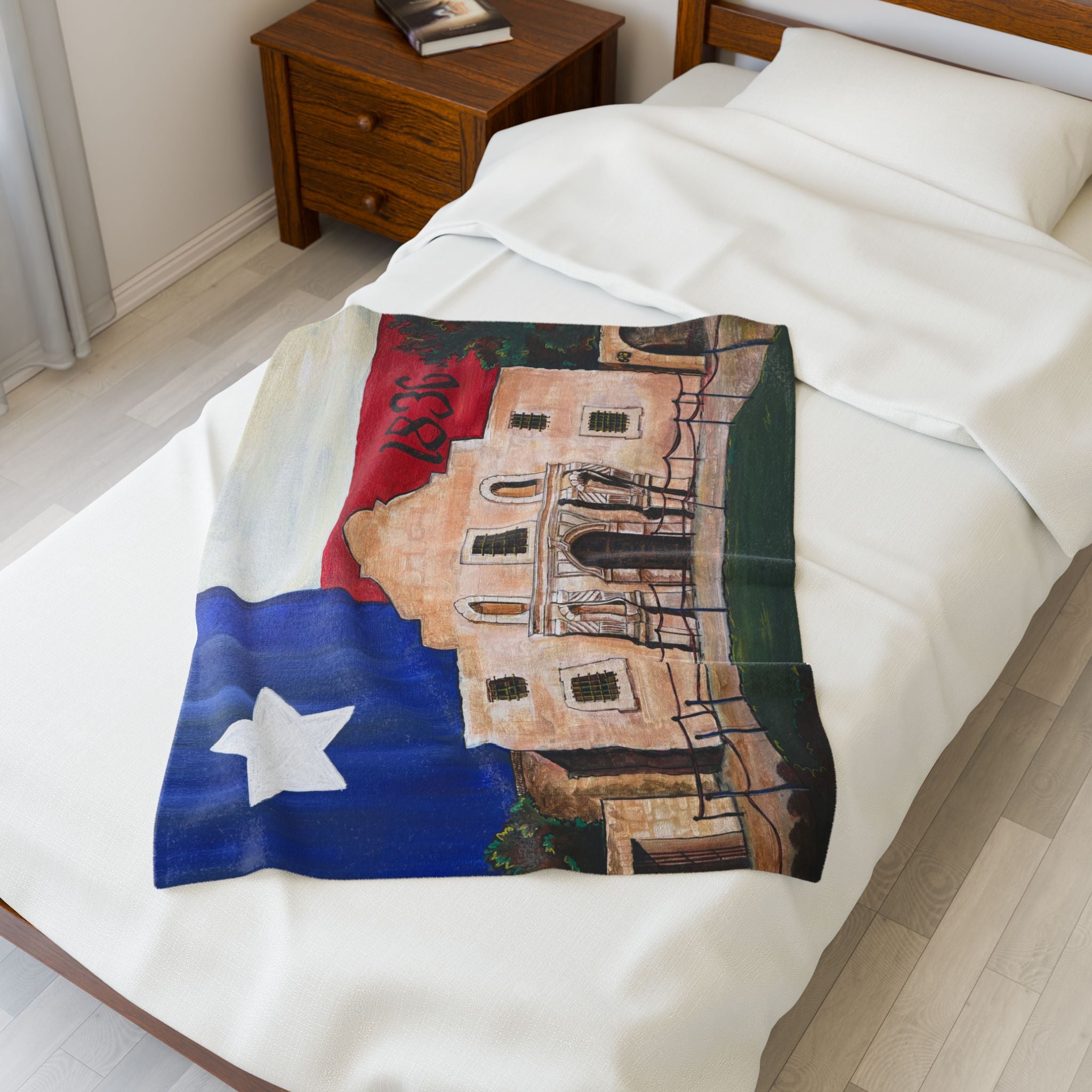 Blanket: Remember the Alamo Prints Velveteen Plush Blanket
