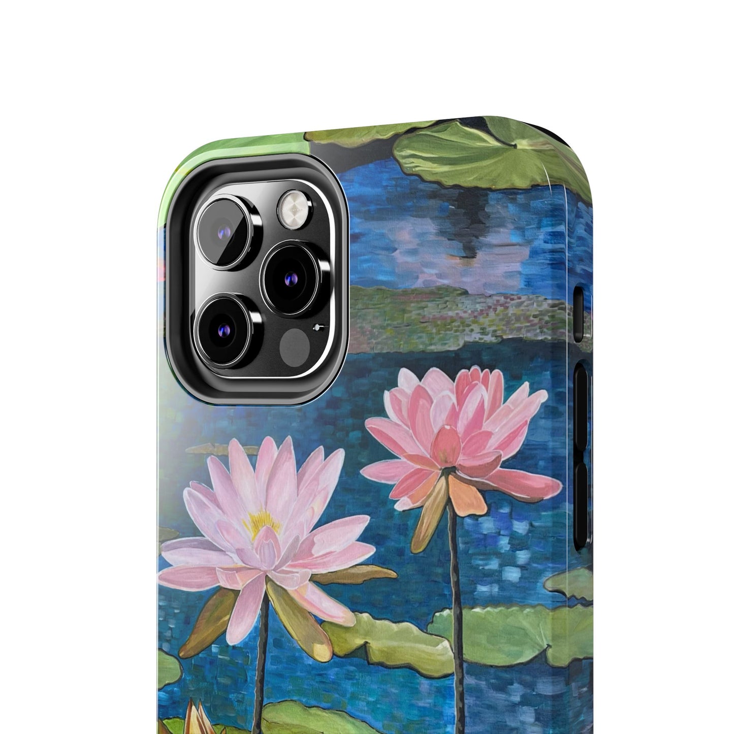 Phone Case: Lotus Flower Painted Tough Phone Case - Acrylic Painting Lotus Flower Inspired Design