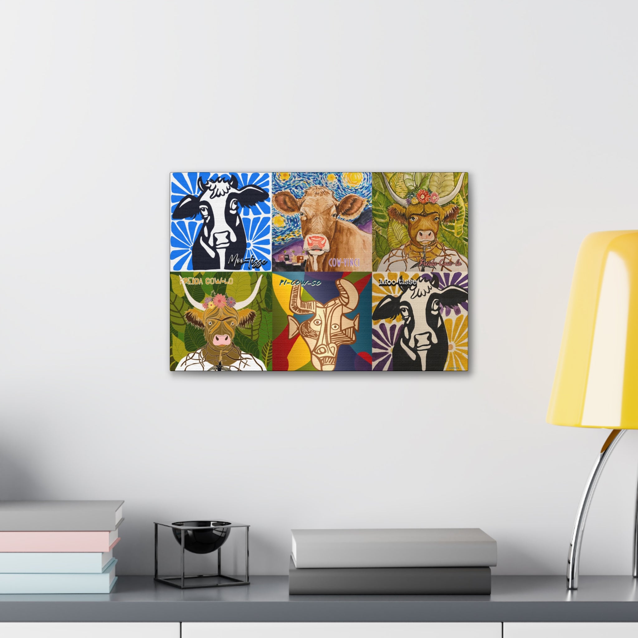 Art: Master Artist Cow Canvas Gallery Wraps - Farmhouse Wall Art for Animal Lovers