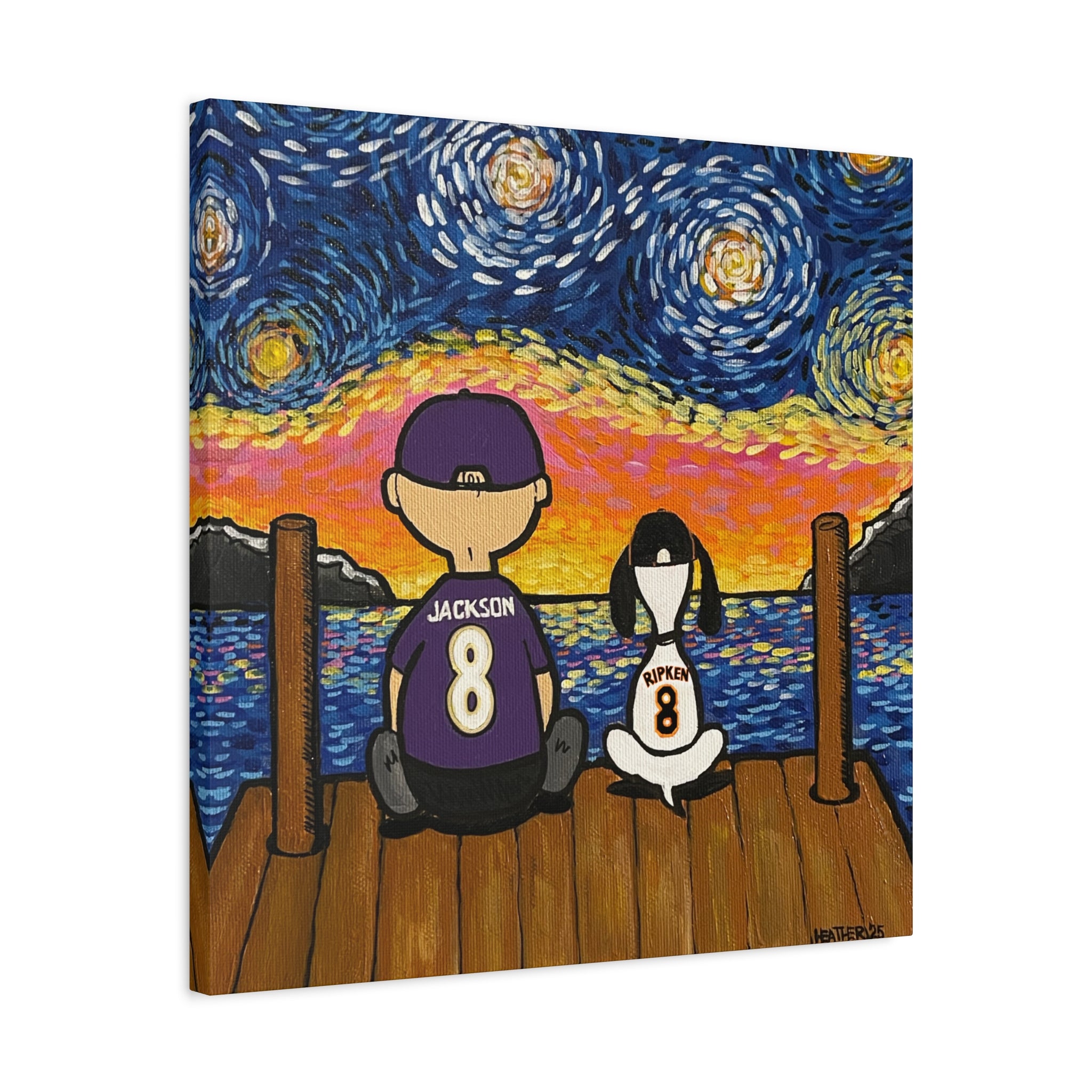 Art: Starry Night with Sports Friends Canvas Print
