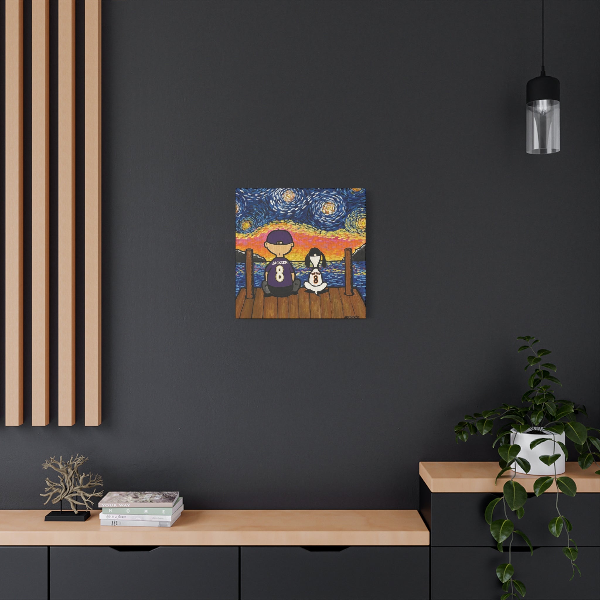 Art: Starry Night with Sports Friends Canvas Print