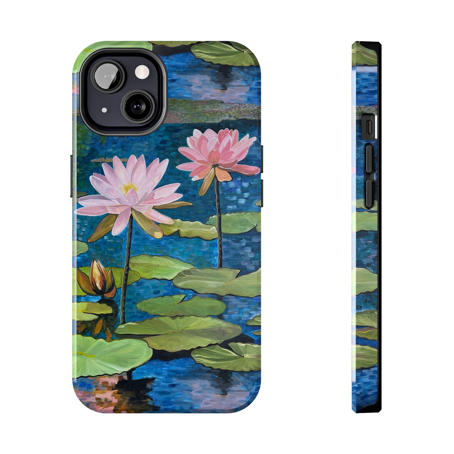 Phone Case: Lotus Flower Painted Tough Phone Case - Acrylic Painting Lotus Flower Inspired Design