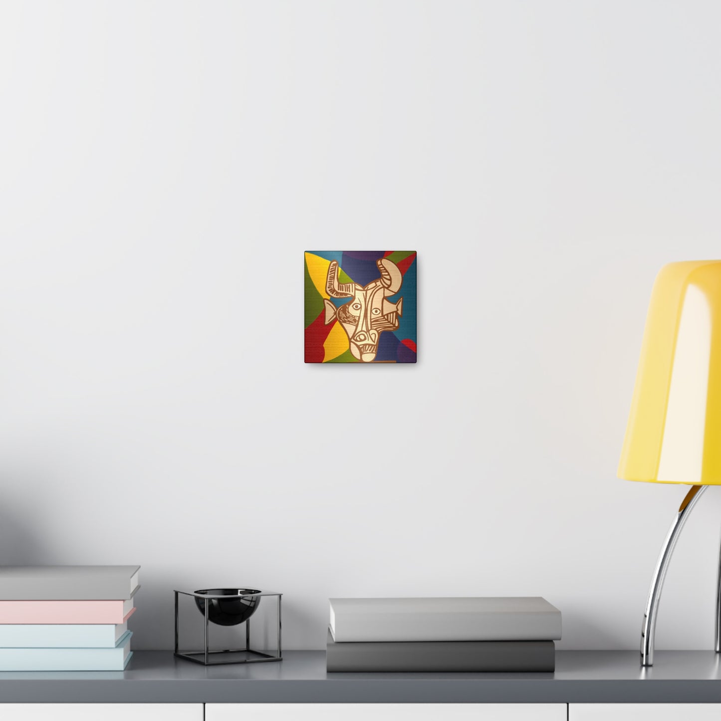 Art: Pi-COW-so Canvas Gallery Wrap - Floral Decor for Art and Cow Lovers