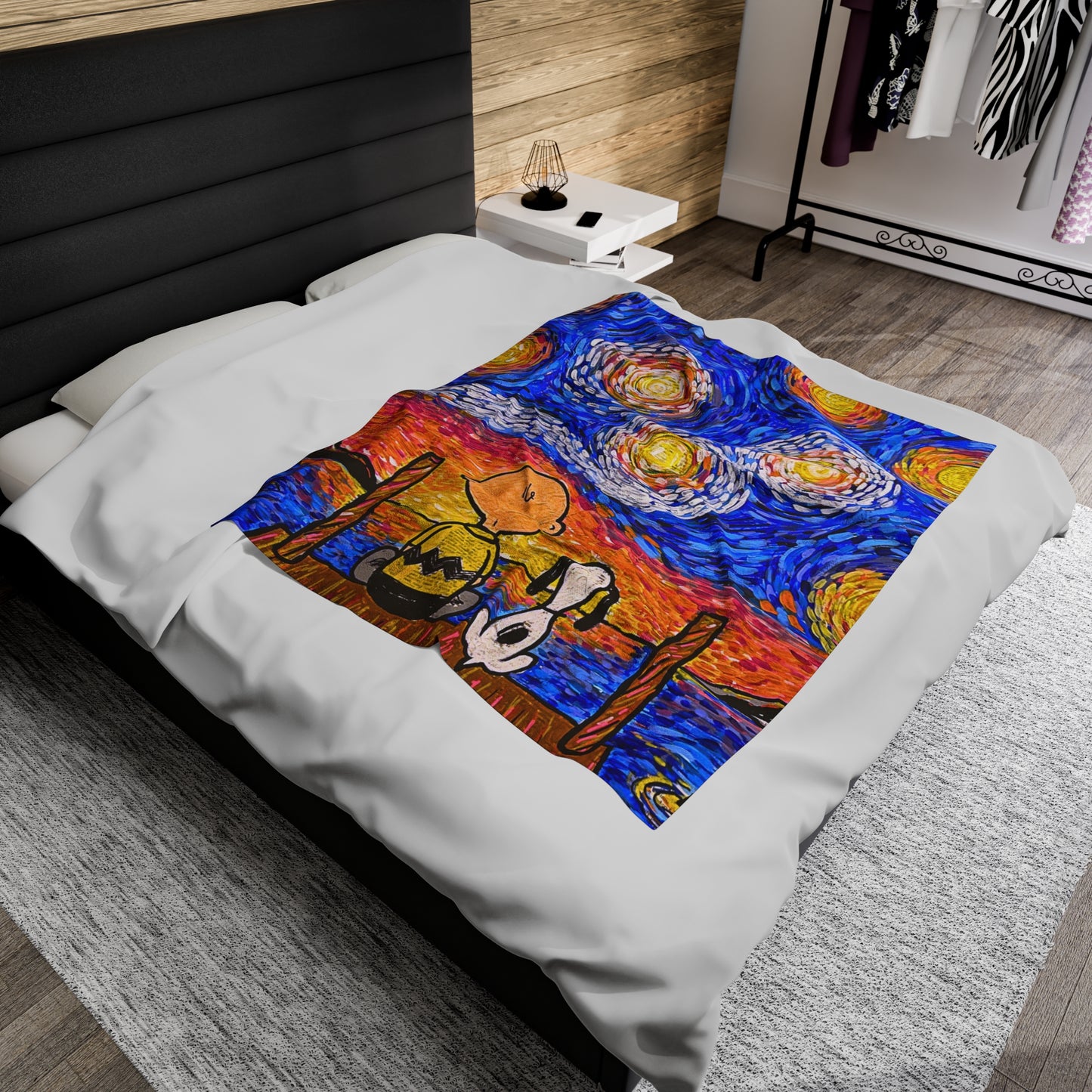 Blanket: Starry Night by the Lake Velveteen Plush Blanket