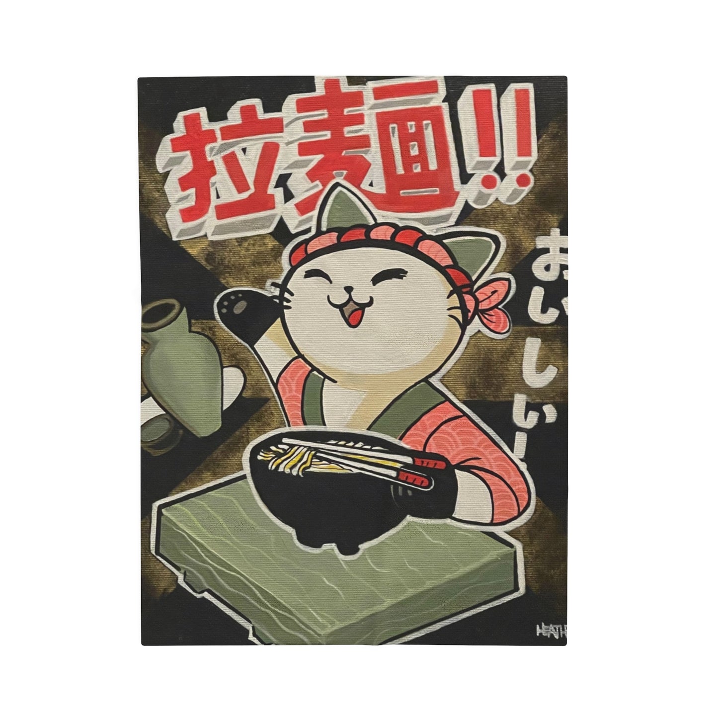 Blanket: Ramen Kitty Velveteen Plush Blanket