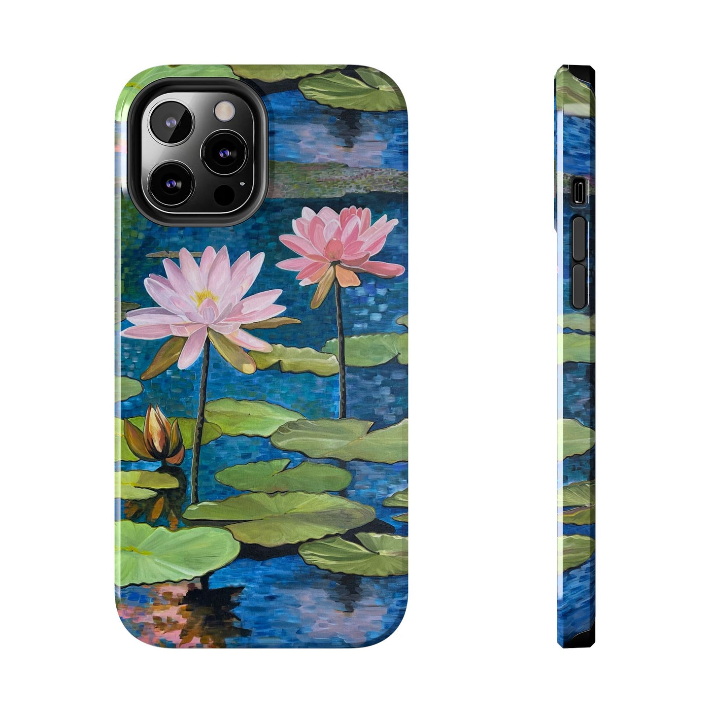 Phone Case: Lotus Flower Painted Tough Phone Case - Acrylic Painting Lotus Flower Inspired Design