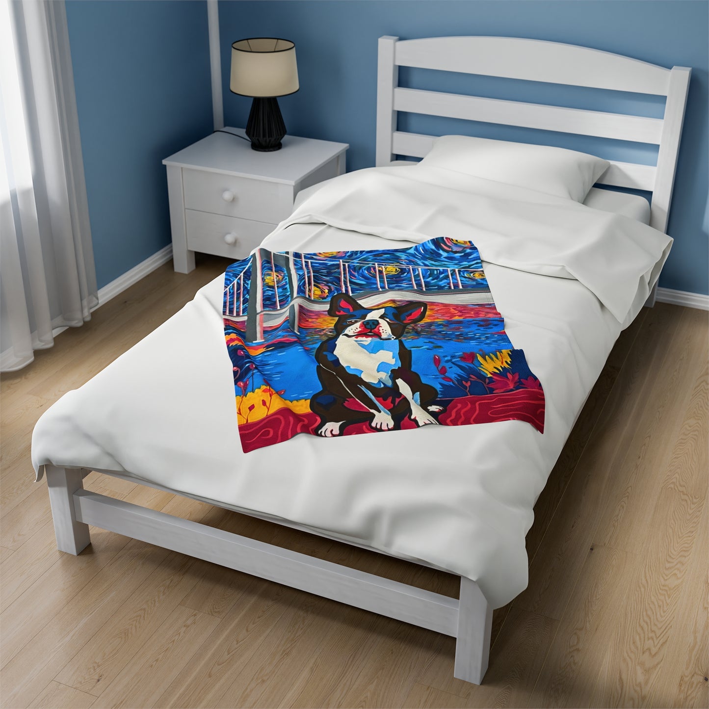 Blanket: Boston Terrier Velveteen Plush Blanket