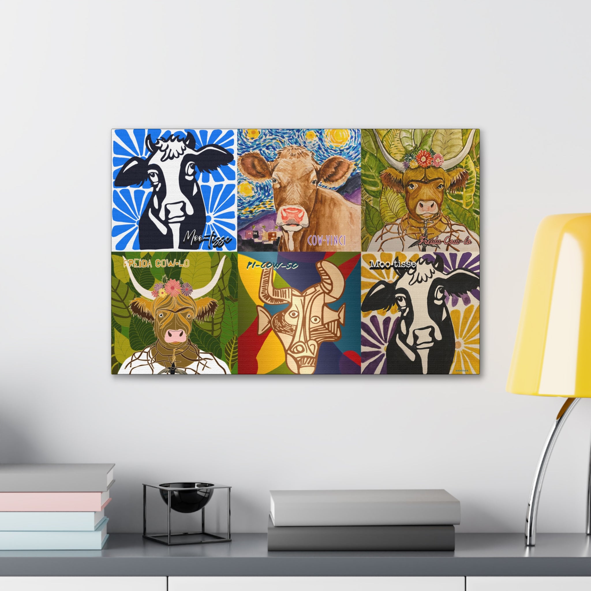 Art: Master Artist Cow Canvas Gallery Wraps - Farmhouse Wall Art for Animal Lovers