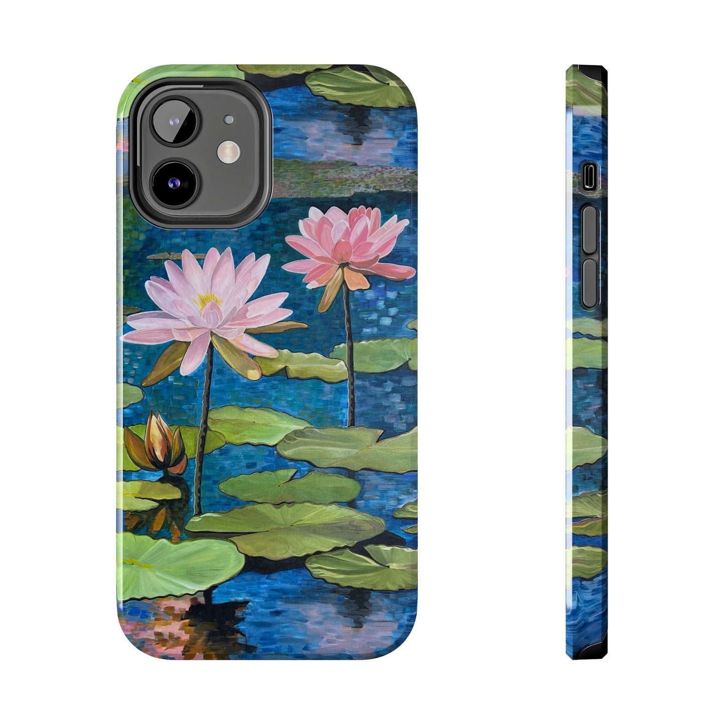 Phone Case: Lotus Flower Painted Tough Phone Case - Acrylic Painting Lotus Flower Inspired Design