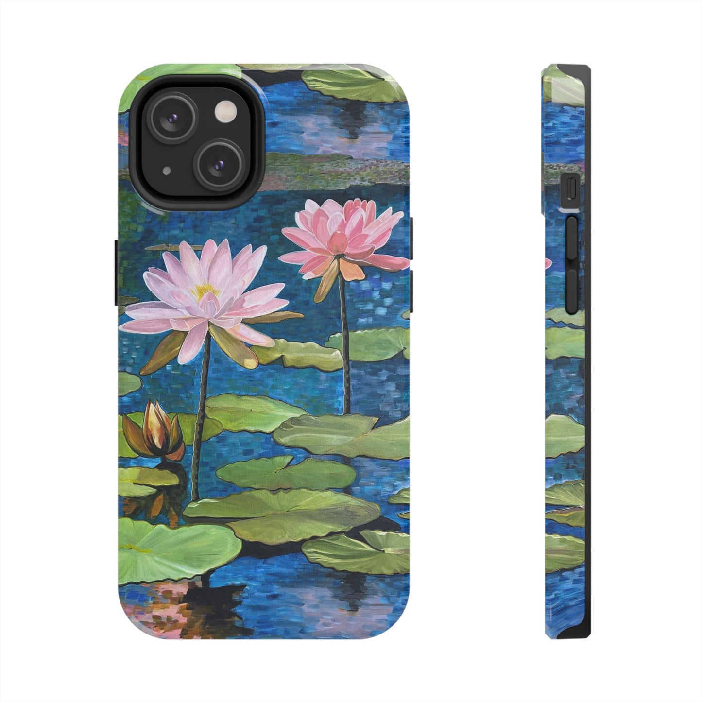 Phone Case: Lotus Flower Painted Tough Phone Case - Acrylic Painting Lotus Flower Inspired Design