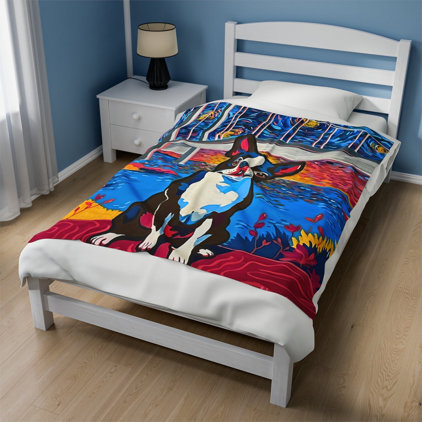 Blanket: Boston Terrier Velveteen Plush Blanket