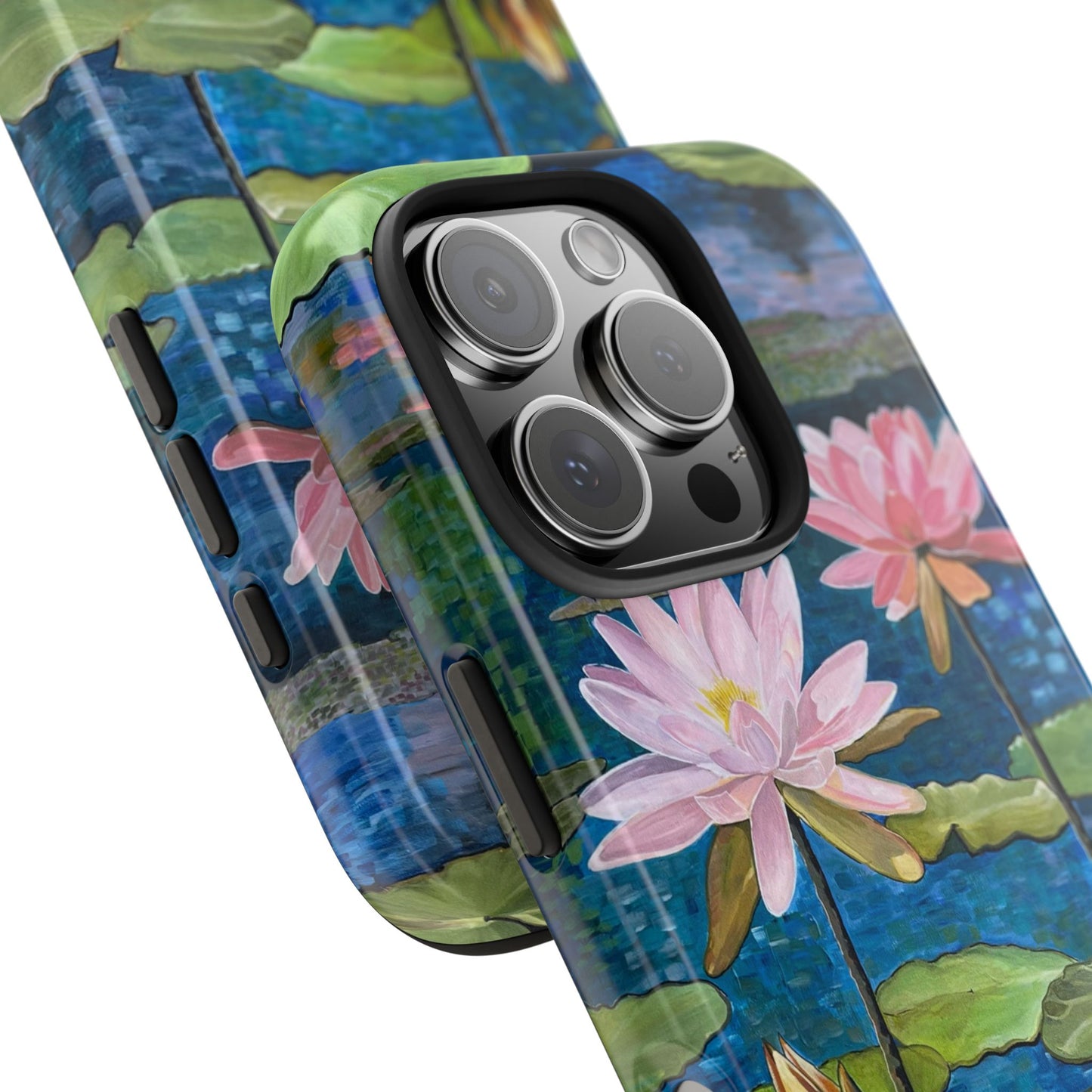 Phone Case: Lotus Flower Painted Tough Phone Case - Acrylic Painting Lotus Flower Inspired Design