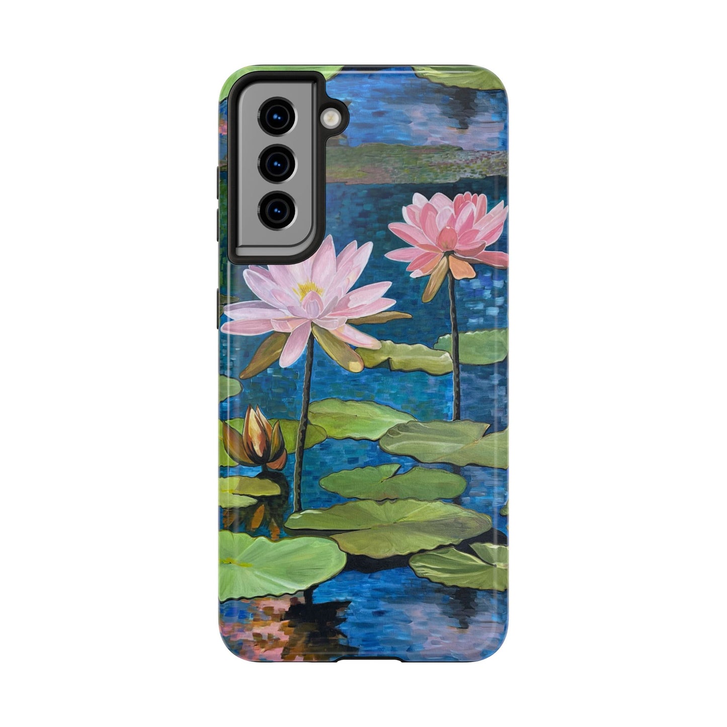 Phone Case: Lotus Flower Painted Tough Phone Case - Acrylic Painting Lotus Flower Inspired Design