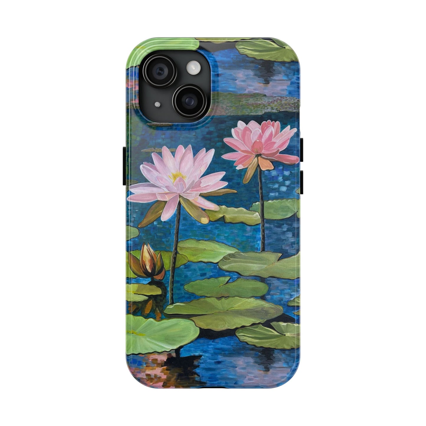Phone Case: Lotus Flower Painted Tough Phone Case - Acrylic Painting Lotus Flower Inspired Design