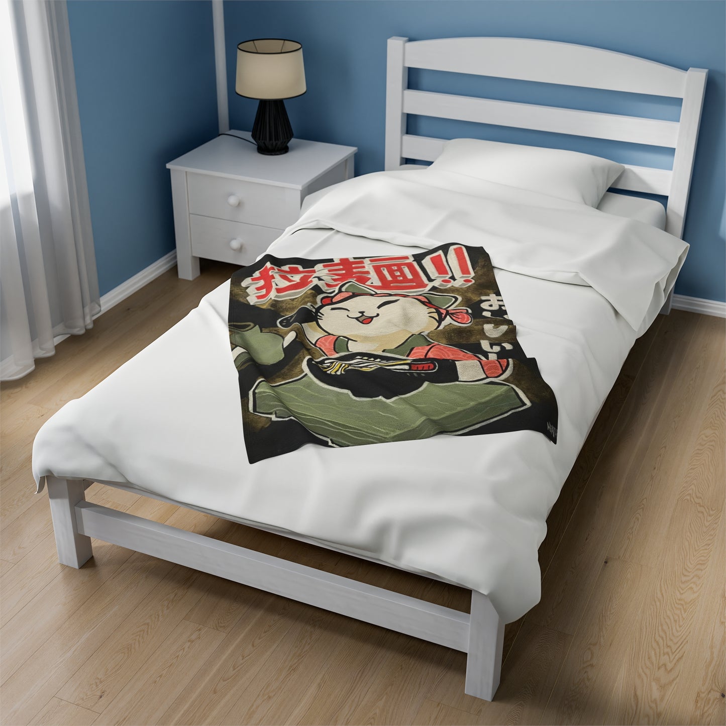 Blanket: Ramen Kitty Velveteen Plush Blanket