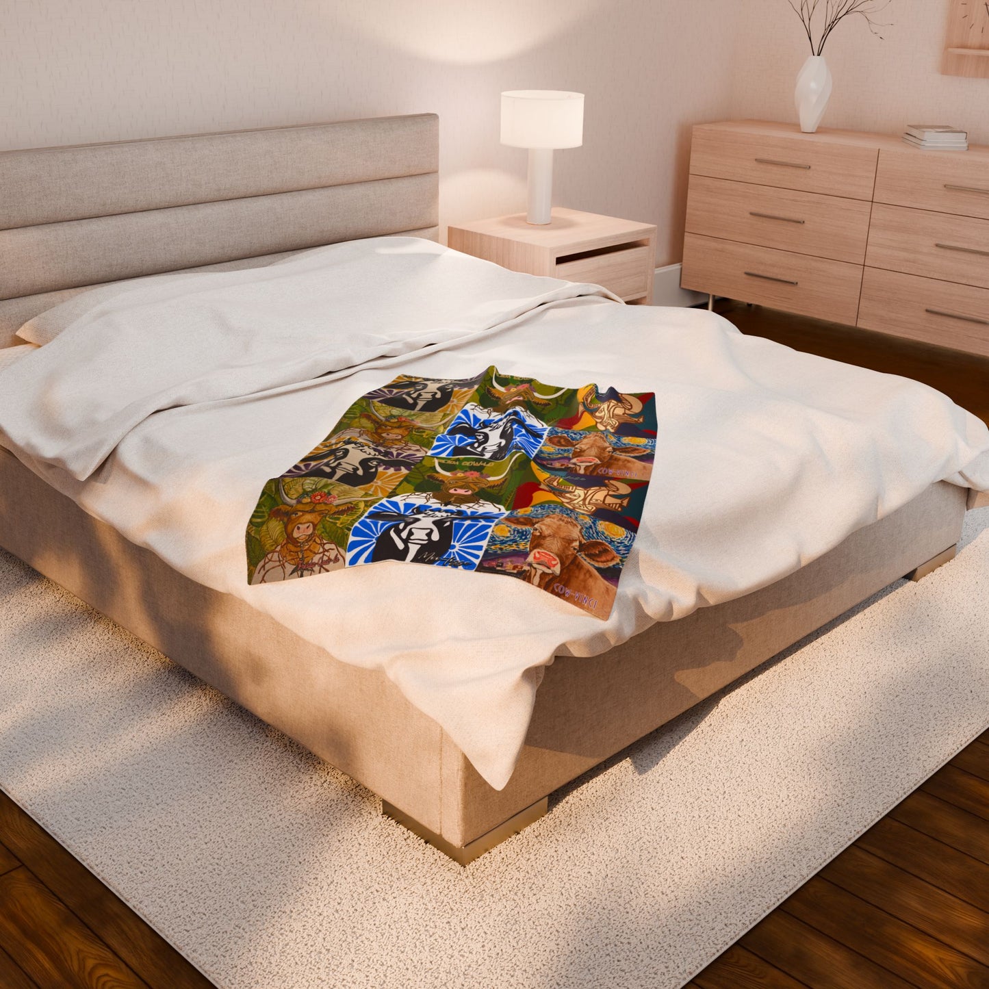 Blanket: Master Artist Cow Prints Velveteen Plush Blanket