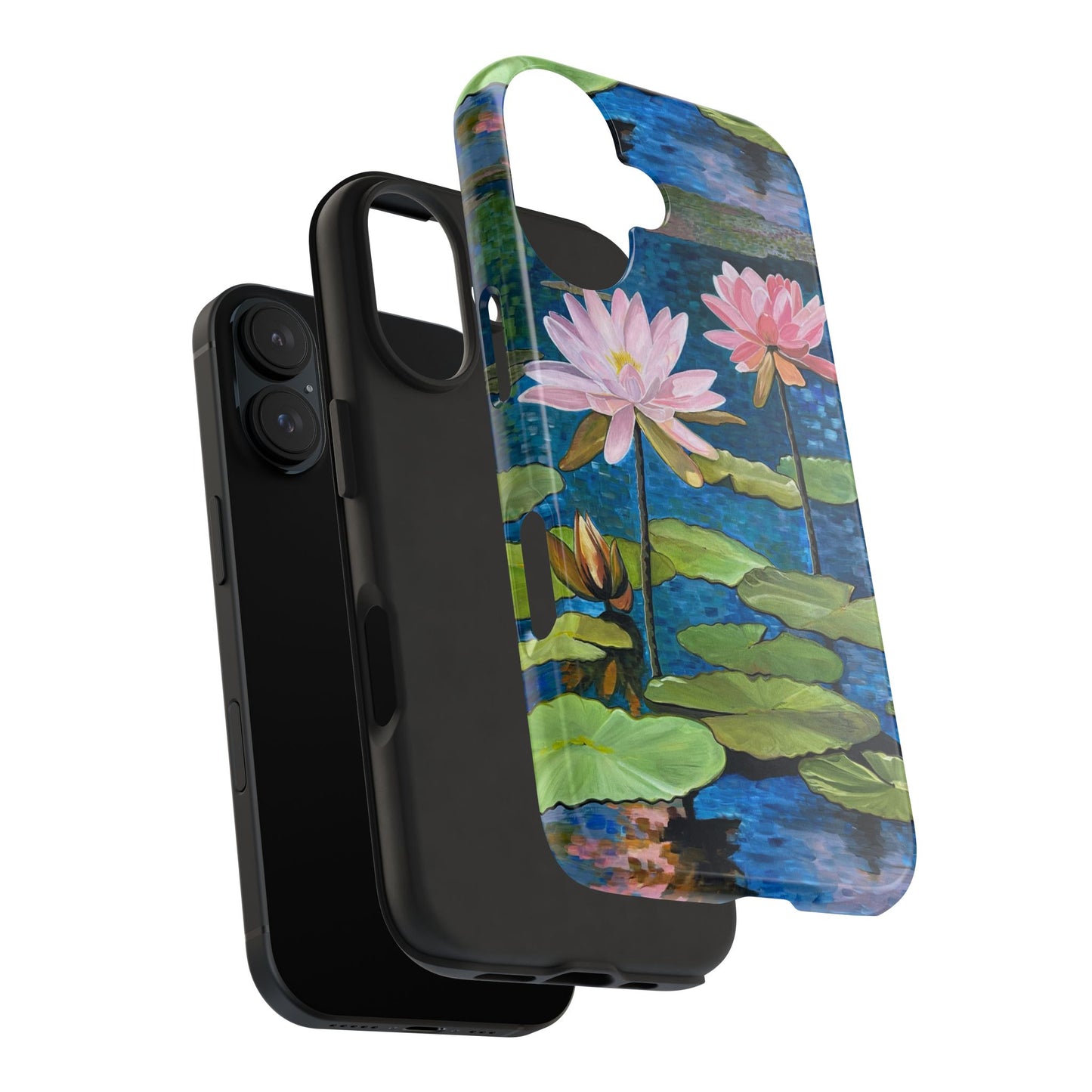 Phone Case: Lotus Flower Painted Tough Phone Case - Acrylic Painting Lotus Flower Inspired Design