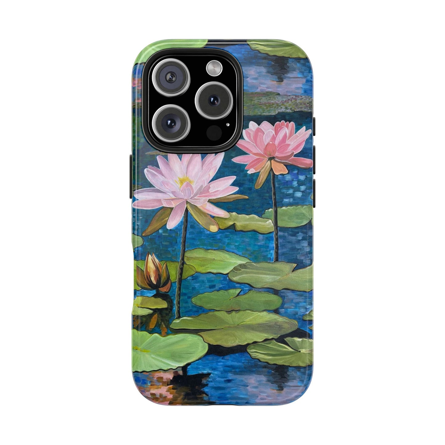 Phone Case: Lotus Flower Painted Tough Phone Case - Acrylic Painting Lotus Flower Inspired Design