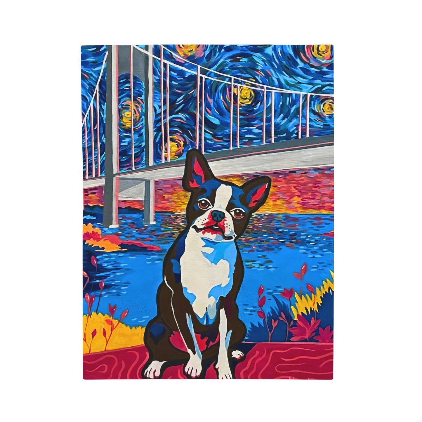 Blanket: Boston Terrier Velveteen Plush Blanket