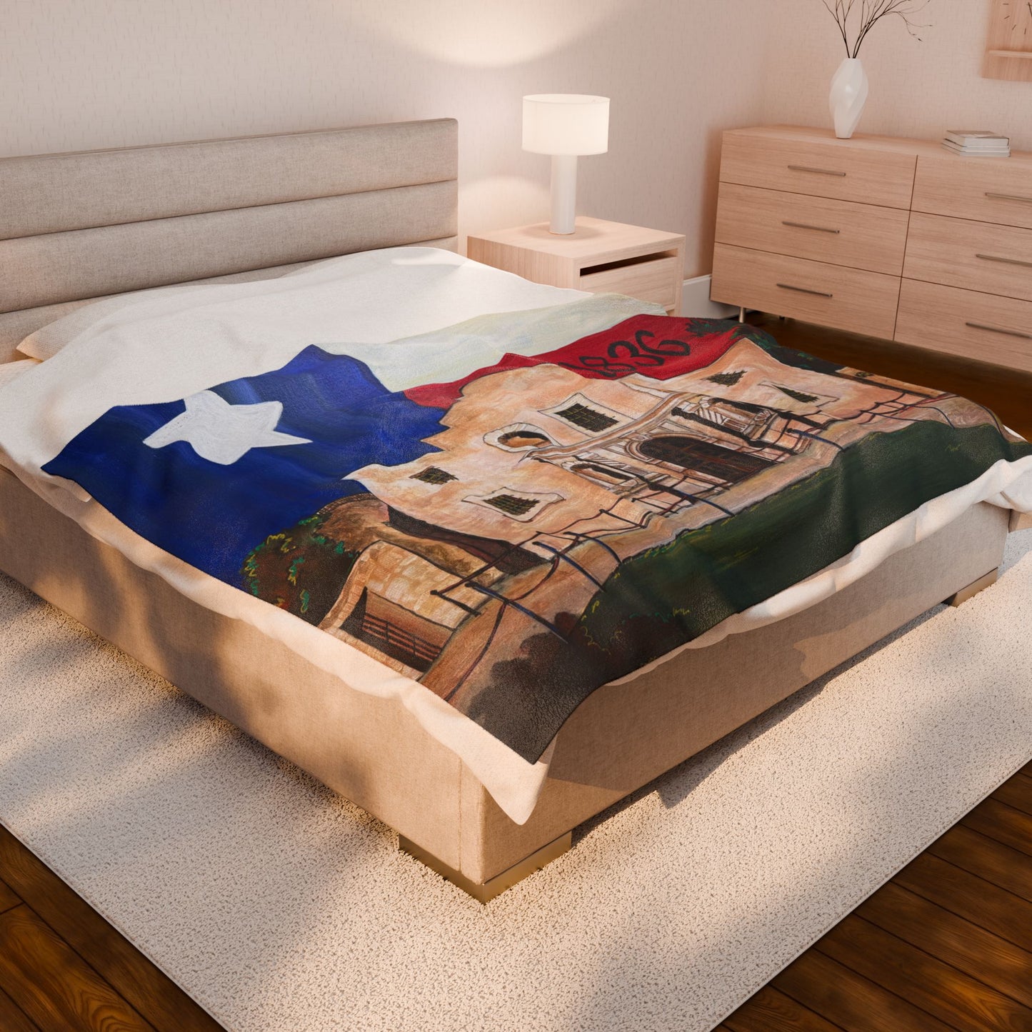 Blanket: Remember the Alamo Prints Velveteen Plush Blanket