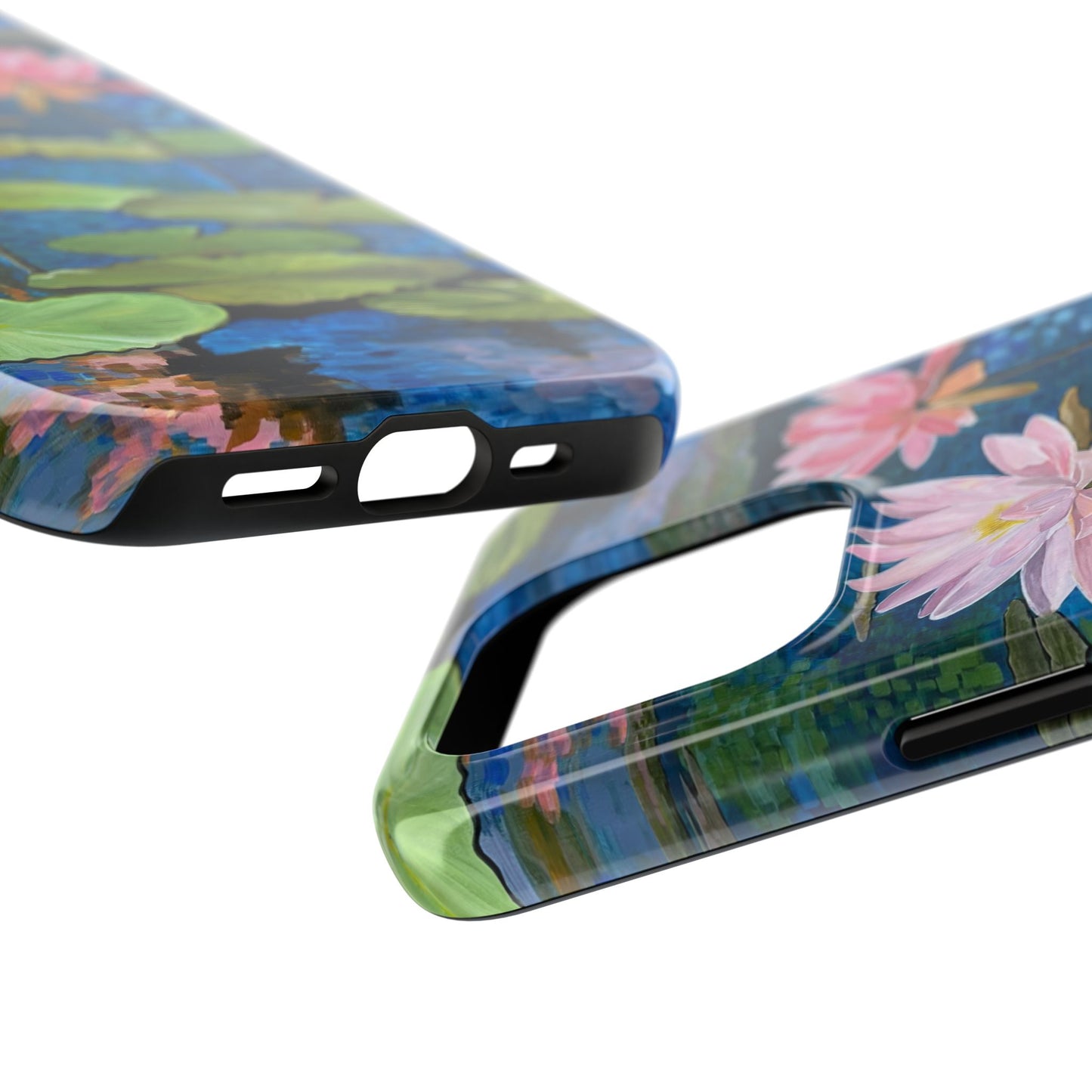Phone Case: Lotus Flower Painted Tough Phone Case - Acrylic Painting Lotus Flower Inspired Design