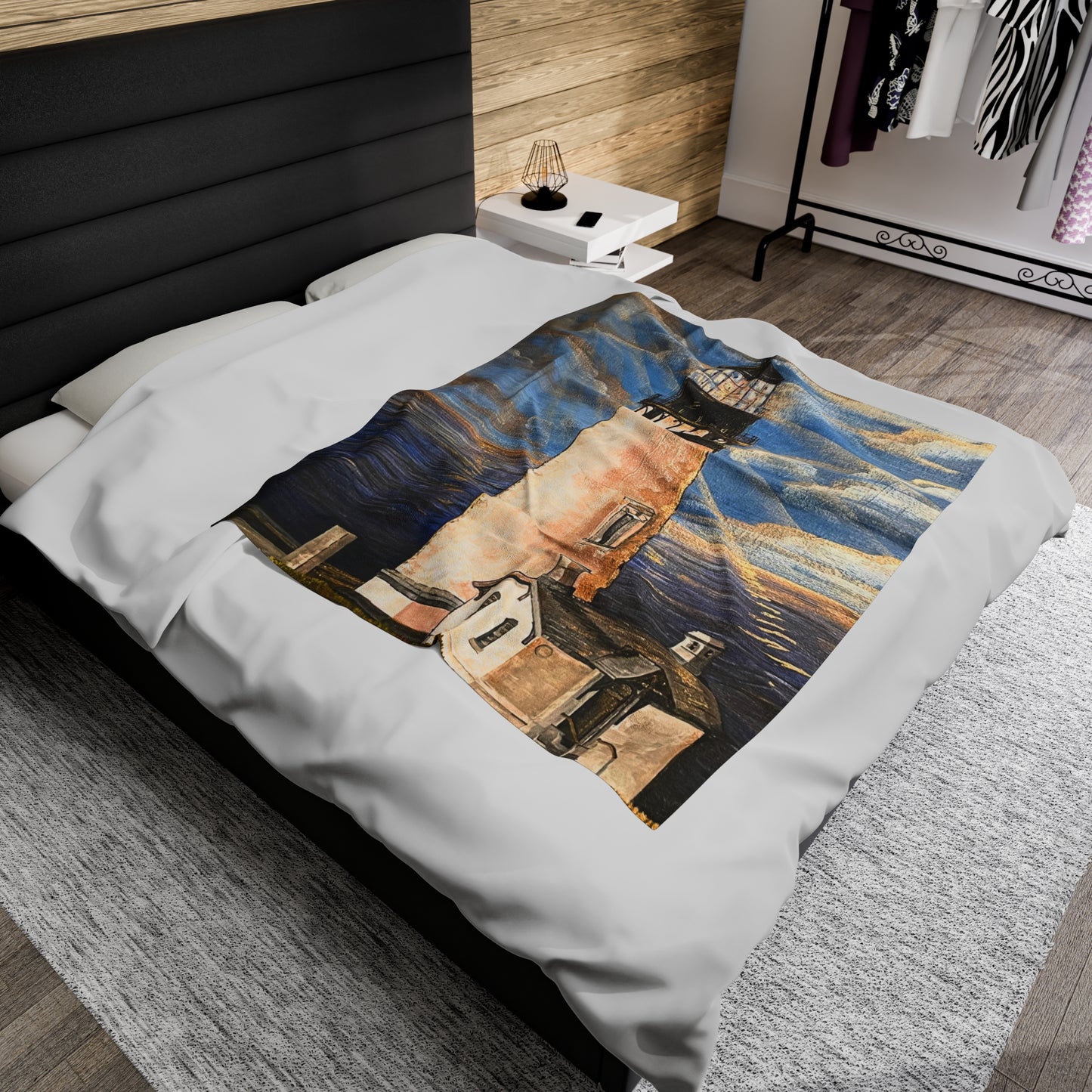 Blanket: Yaquina Head Lighthouse Velveteen Plush Blanket