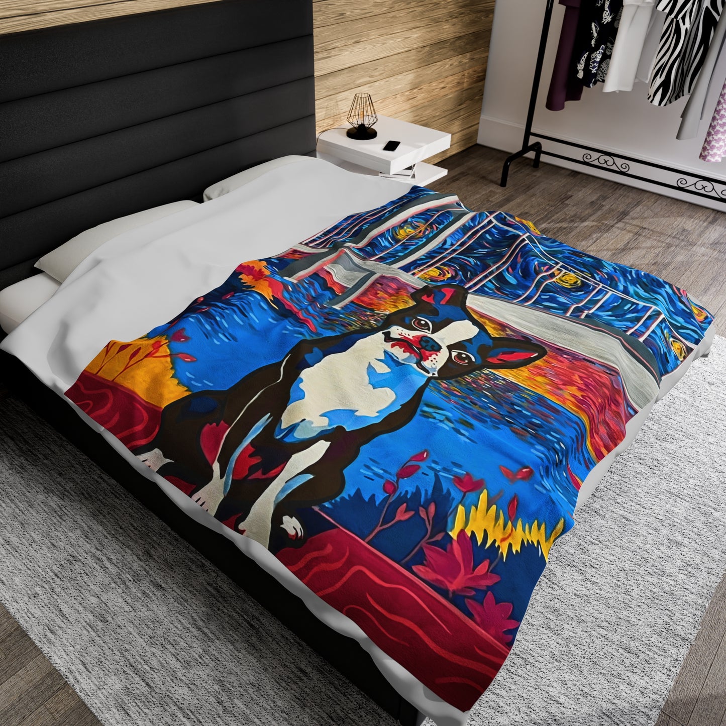 Blanket: Boston Terrier Velveteen Plush Blanket