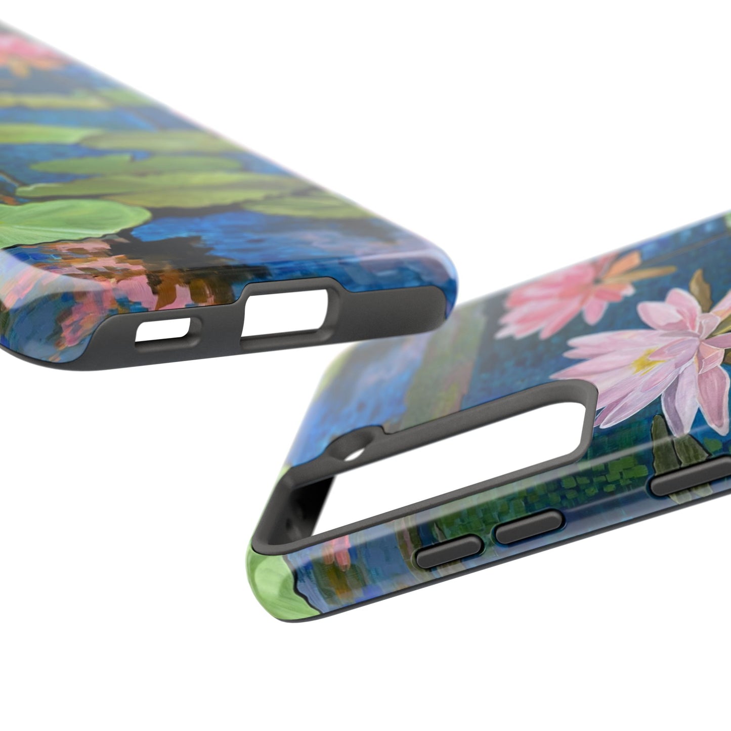 Phone Case: Lotus Flower Painted Tough Phone Case - Acrylic Painting Lotus Flower Inspired Design