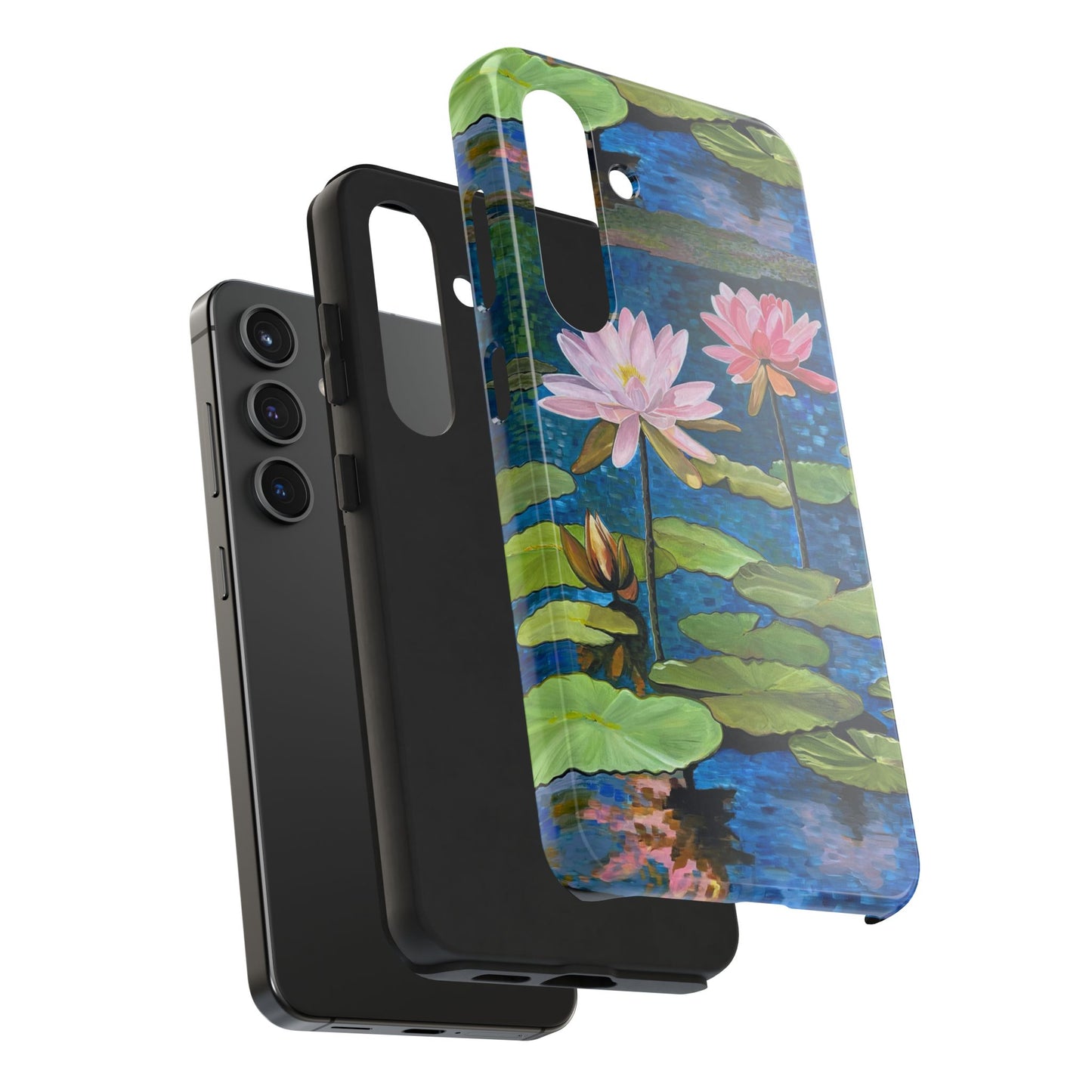 Phone Case: Lotus Flower Painted Tough Phone Case - Acrylic Painting Lotus Flower Inspired Design