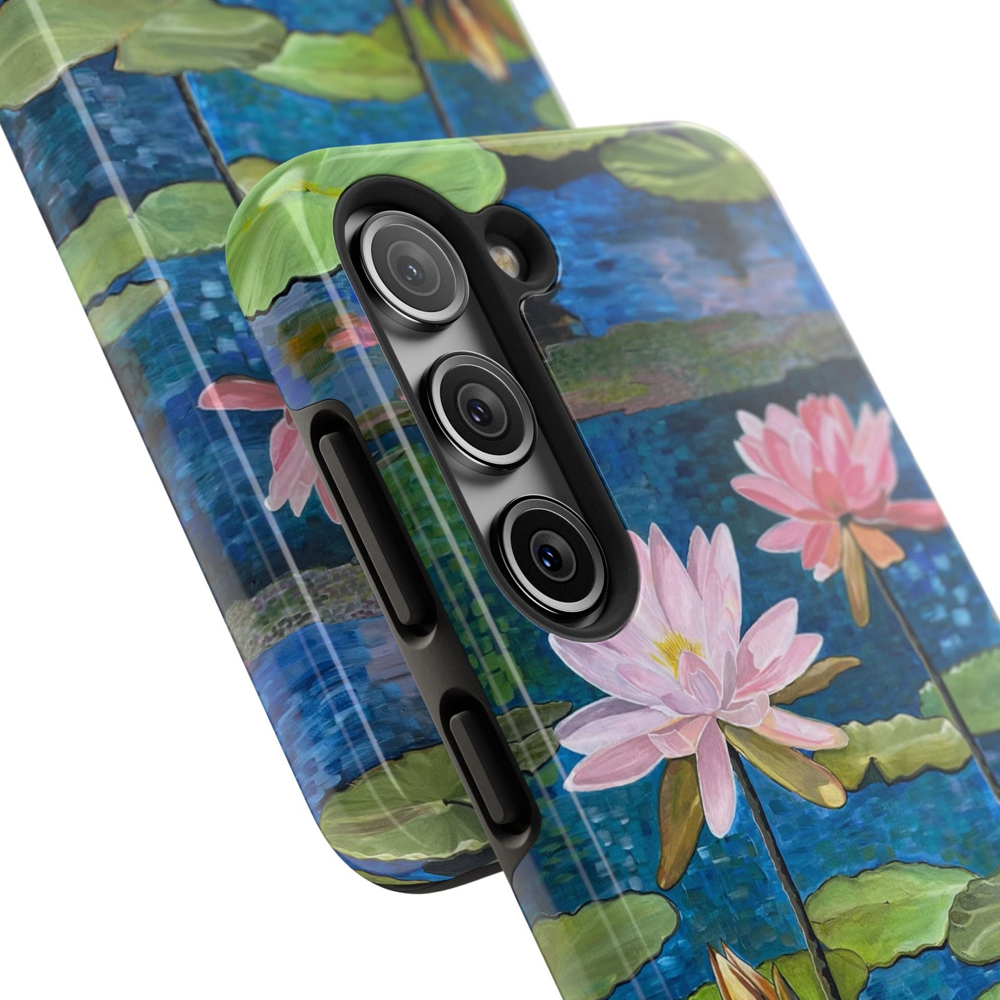 Phone Case: Lotus Flower Painted Tough Phone Case - Acrylic Painting Lotus Flower Inspired Design
