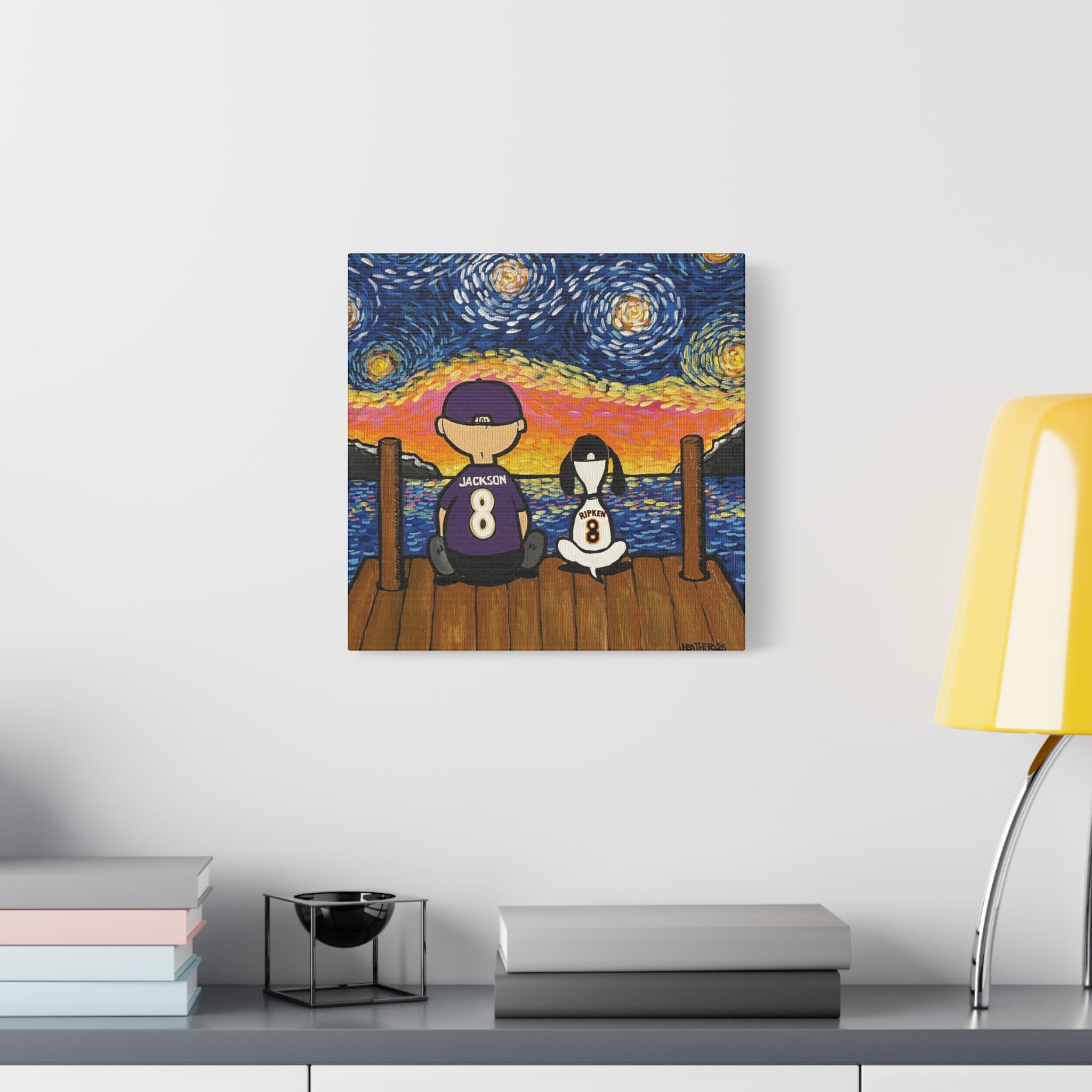 Art: Starry Night with Sports Friends Canvas Print