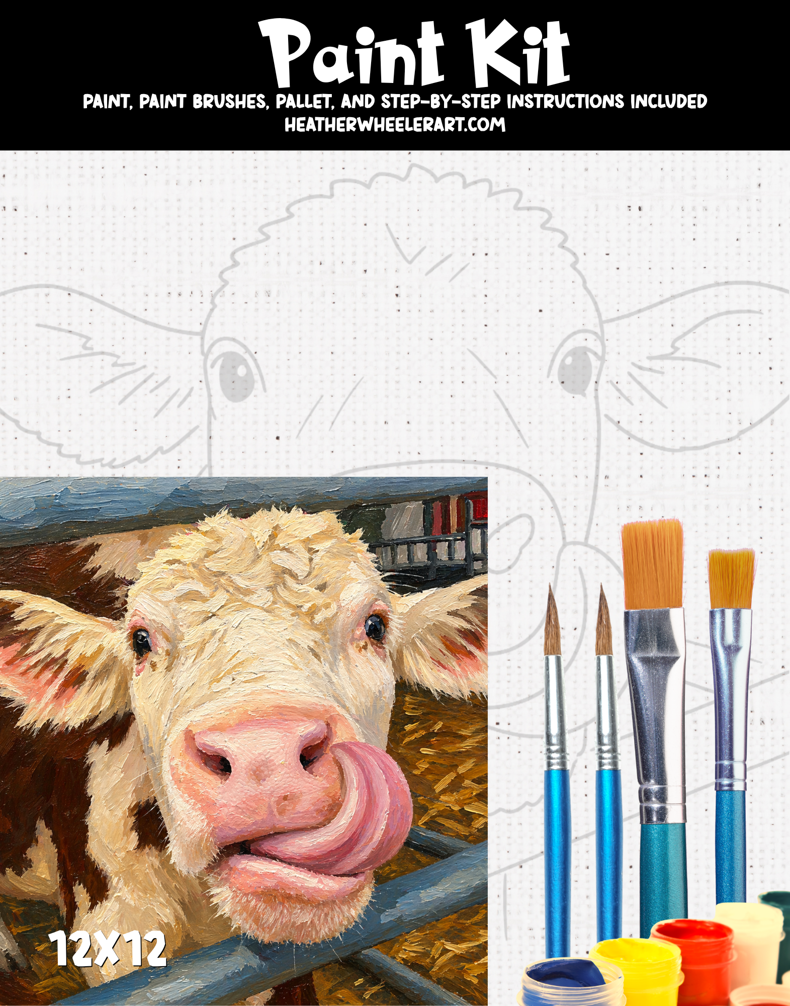 DIY Canvas Painting Kit “Sassy Heifer” - Canvas Original