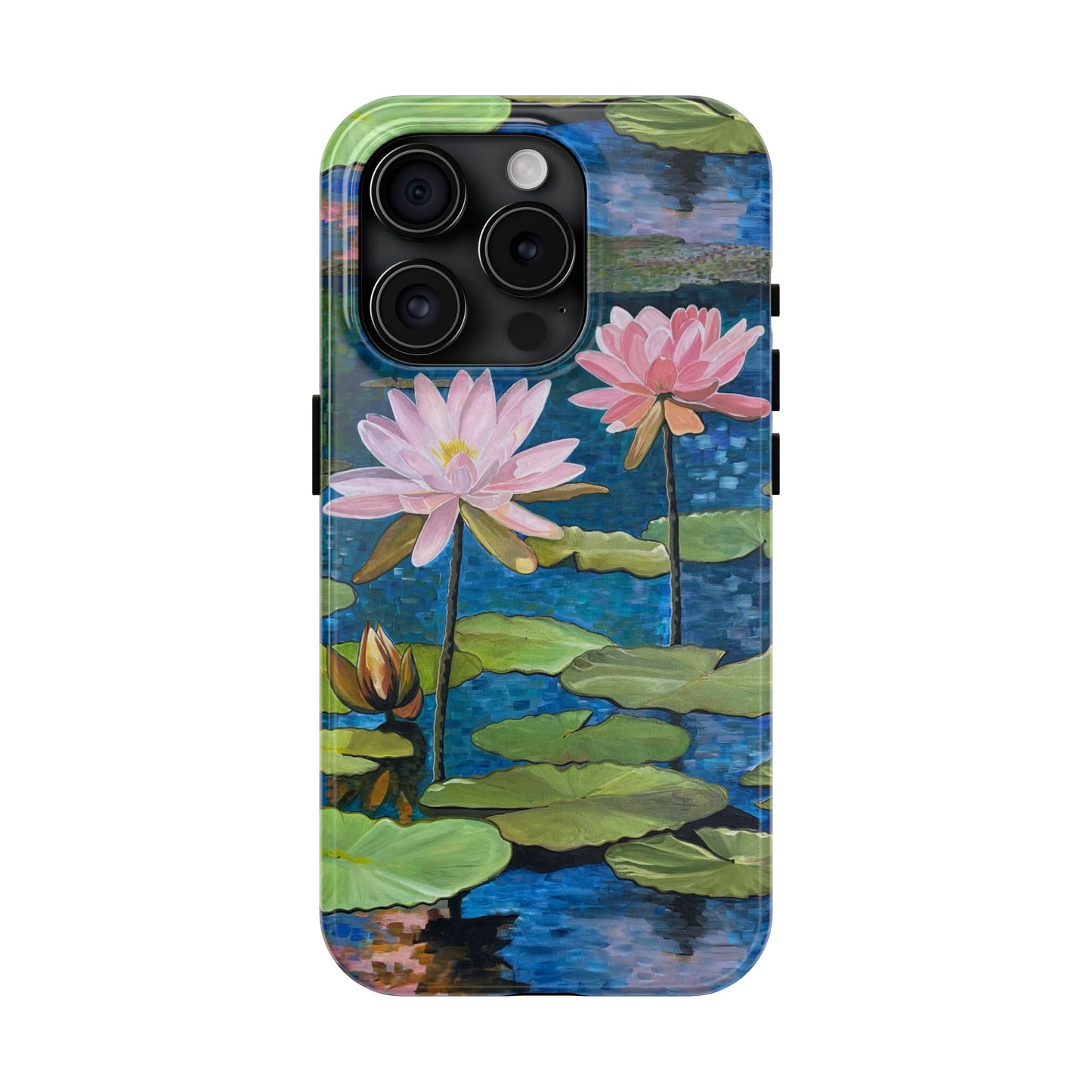 Phone Case: Lotus Flower Painted Tough Phone Case - Acrylic Painting Lotus Flower Inspired Design