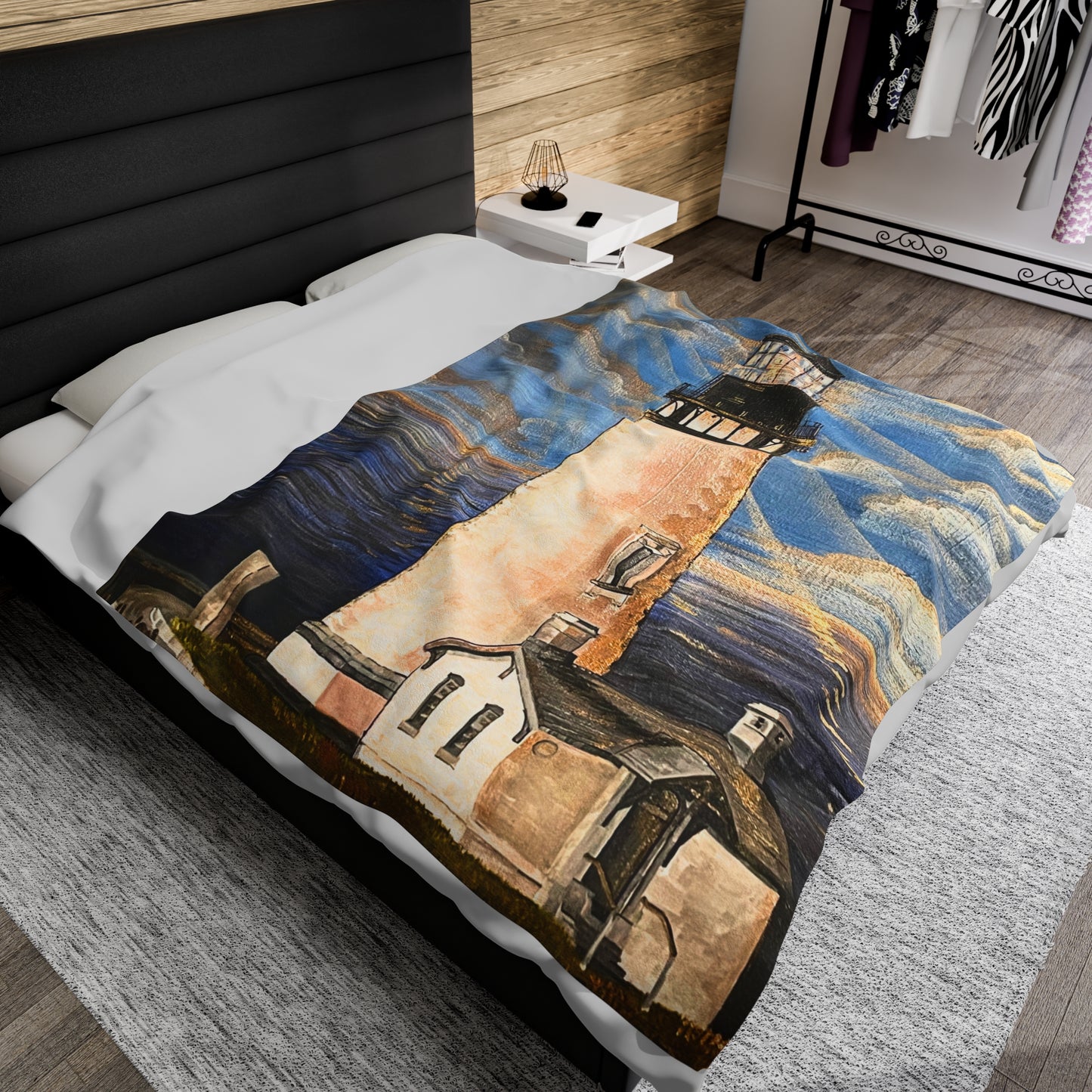 Blanket: Yaquina Head Lighthouse Velveteen Plush Blanket