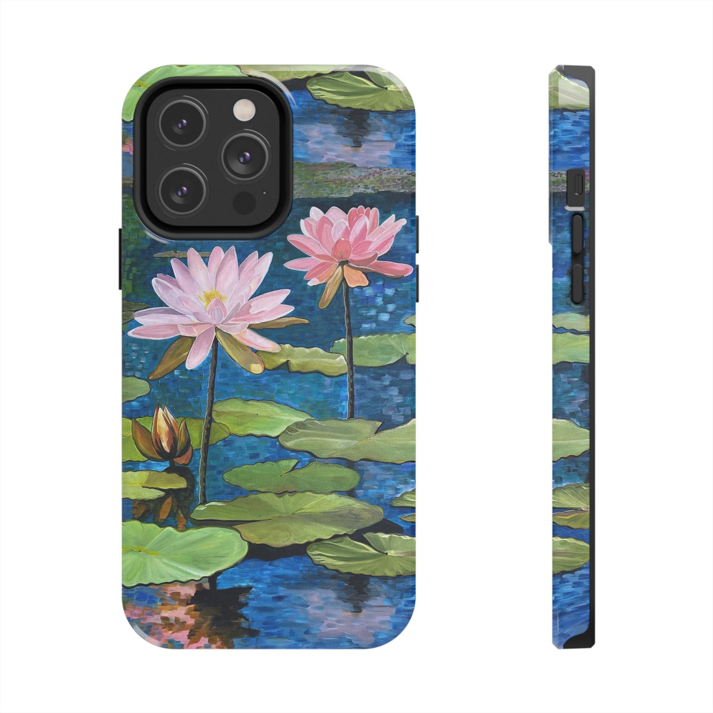 Phone Case: Lotus Flower Painted Tough Phone Case - Acrylic Painting Lotus Flower Inspired Design