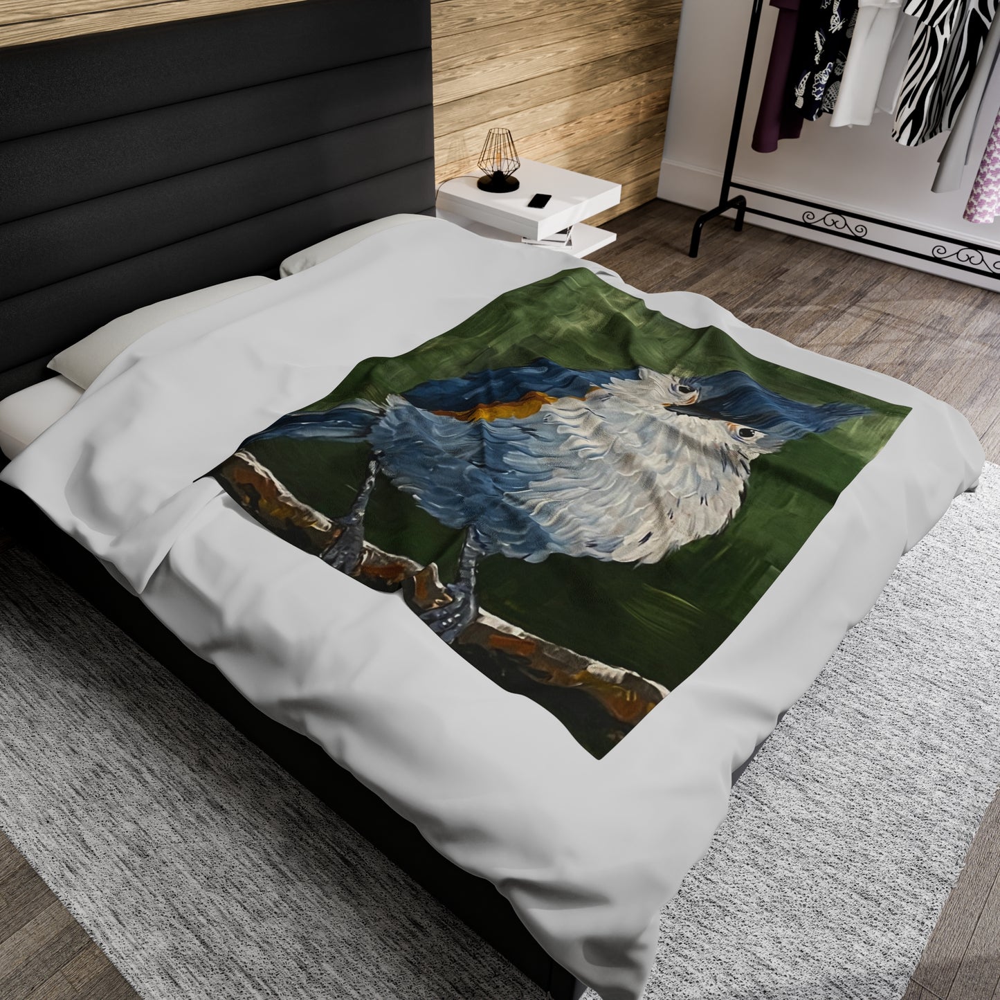 Blanket: Tufted Titmouse Velveteen Plush Blanket