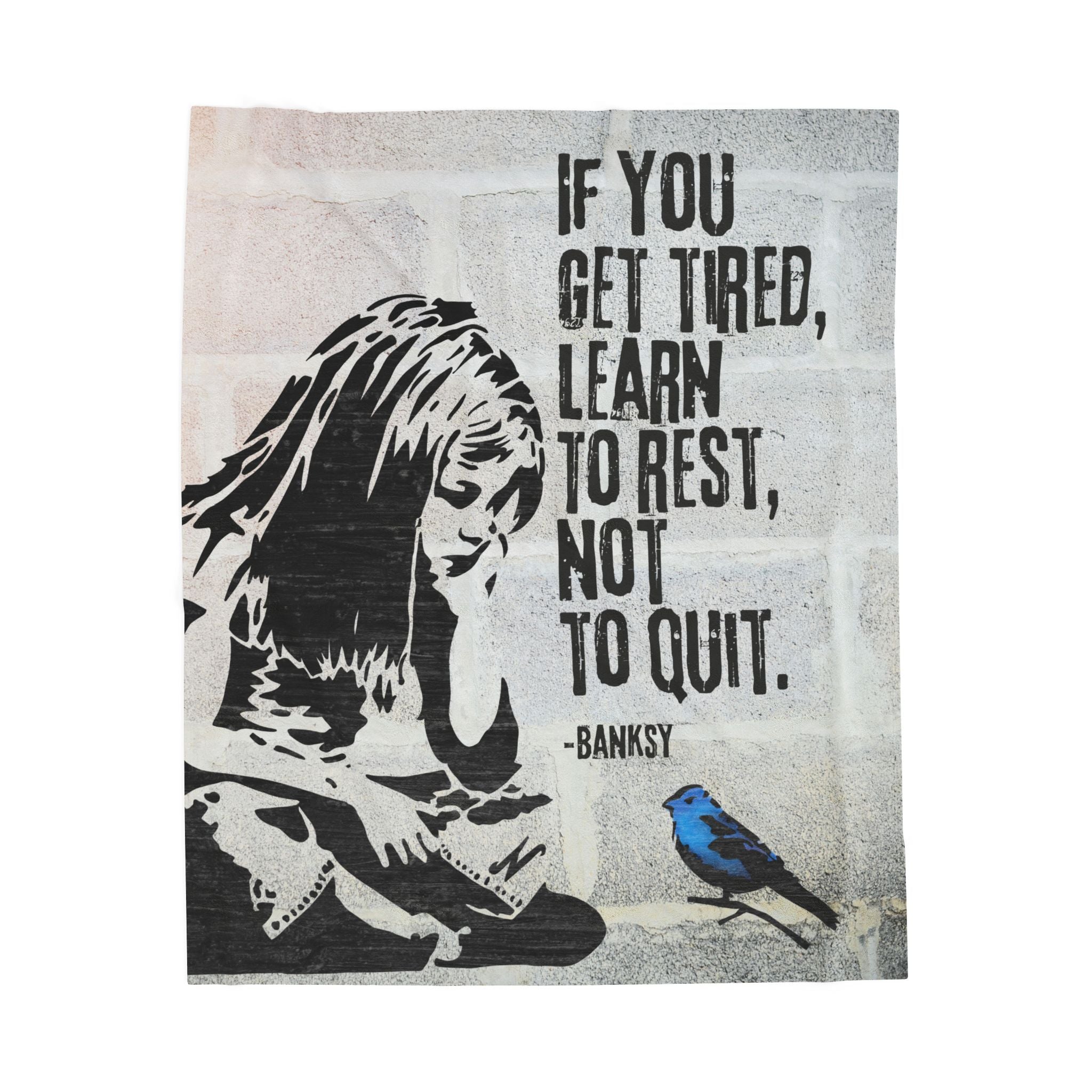 Blanket: Banksy Blue Bird Velveteen Plush Blanket