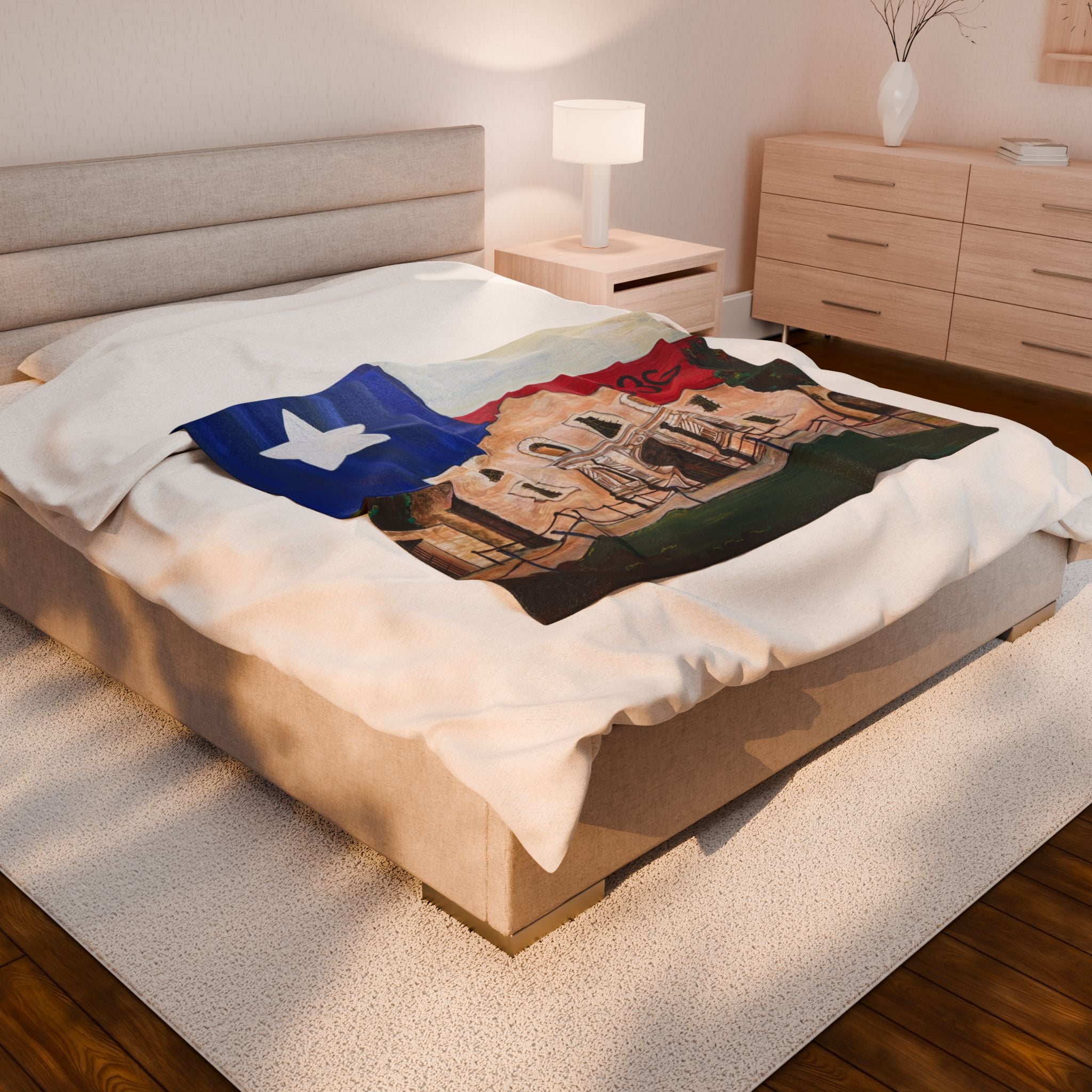 Blanket: Remember the Alamo Prints Velveteen Plush Blanket