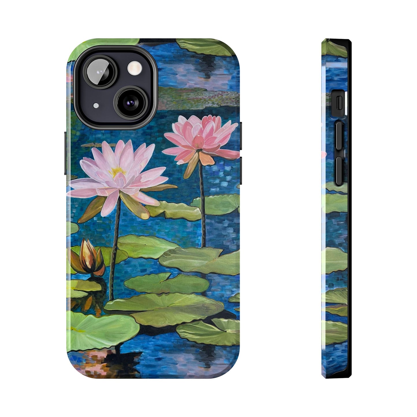 Phone Case: Lotus Flower Painted Tough Phone Case - Acrylic Painting Lotus Flower Inspired Design