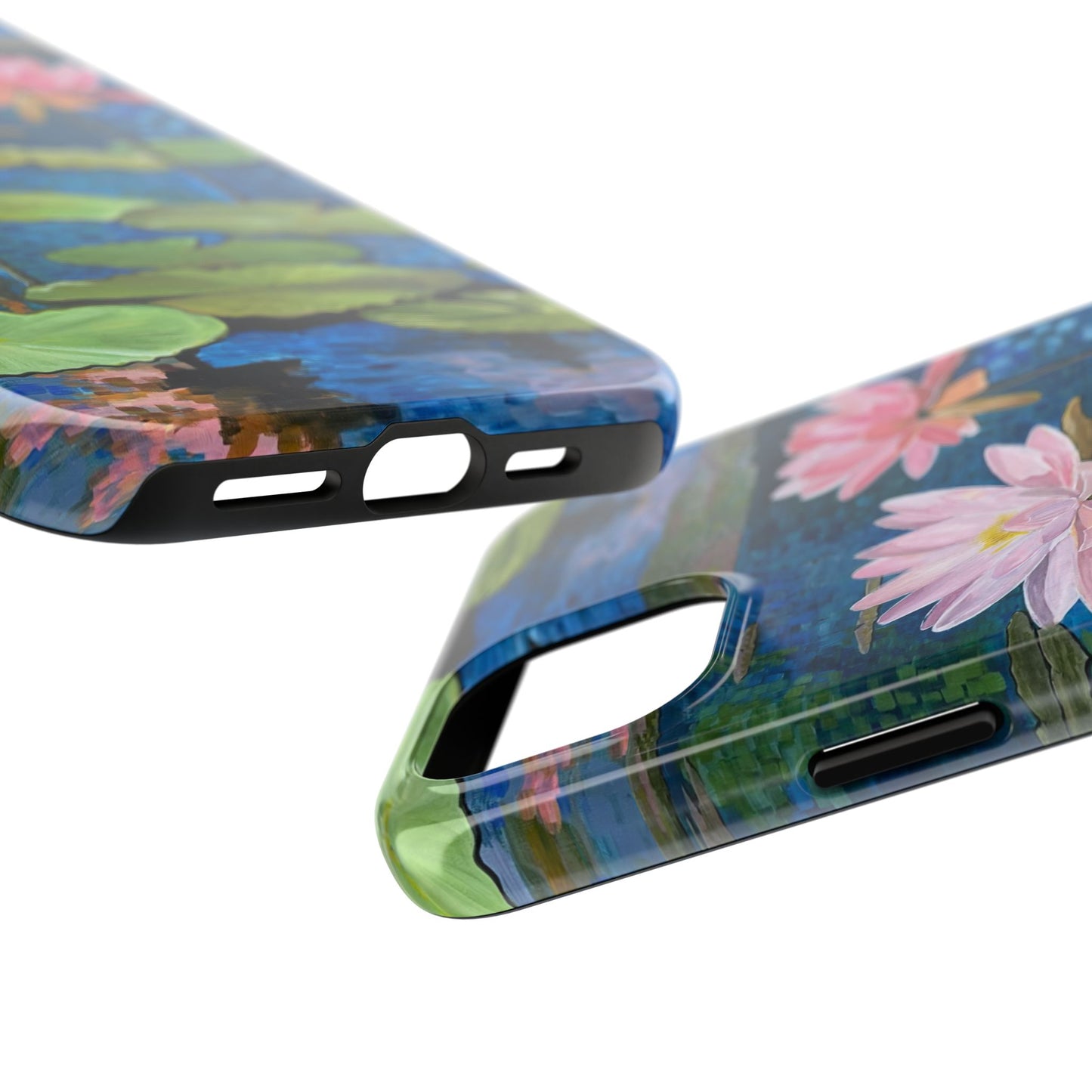 Phone Case: Lotus Flower Painted Tough Phone Case - Acrylic Painting Lotus Flower Inspired Design