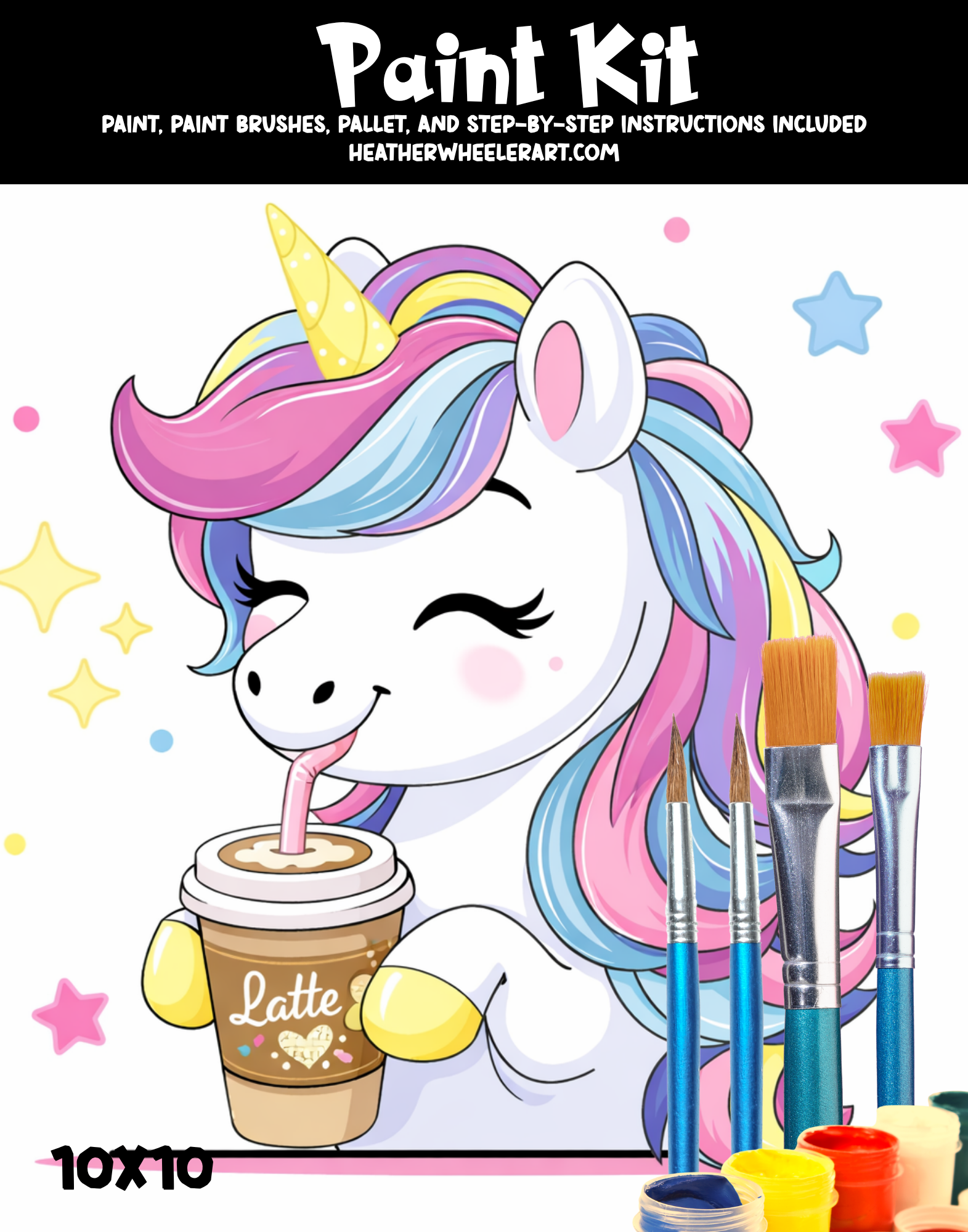DIY Canvas Painting Kit Unicorn Latte - Canvas Original