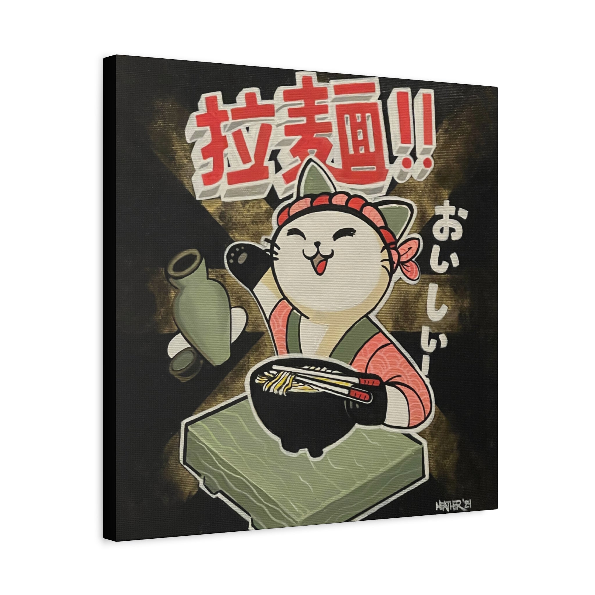 Art: Ramen Kitty Canvas Print